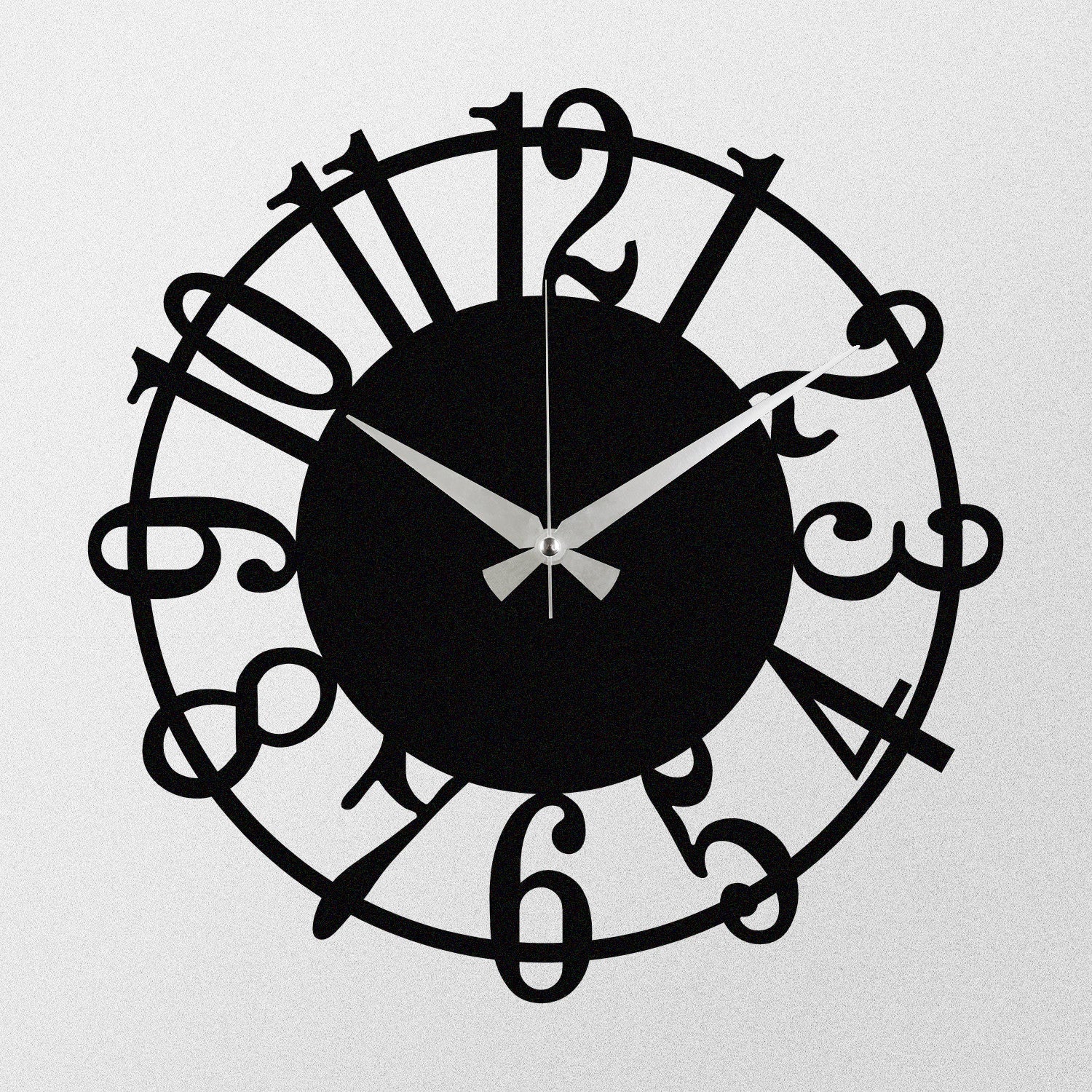 Relógio de Parede Decorativo 100% Metal Enzoclock S006, 48x48 cm, Preto