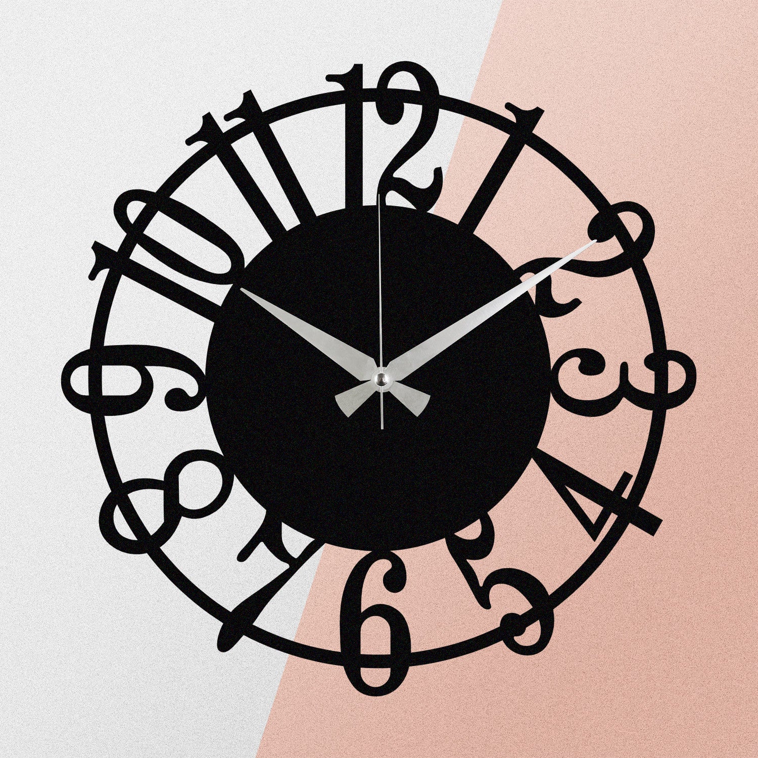 Relógio de Parede Decorativo 100% Metal Enzoclock S006, 48x48 cm, Preto