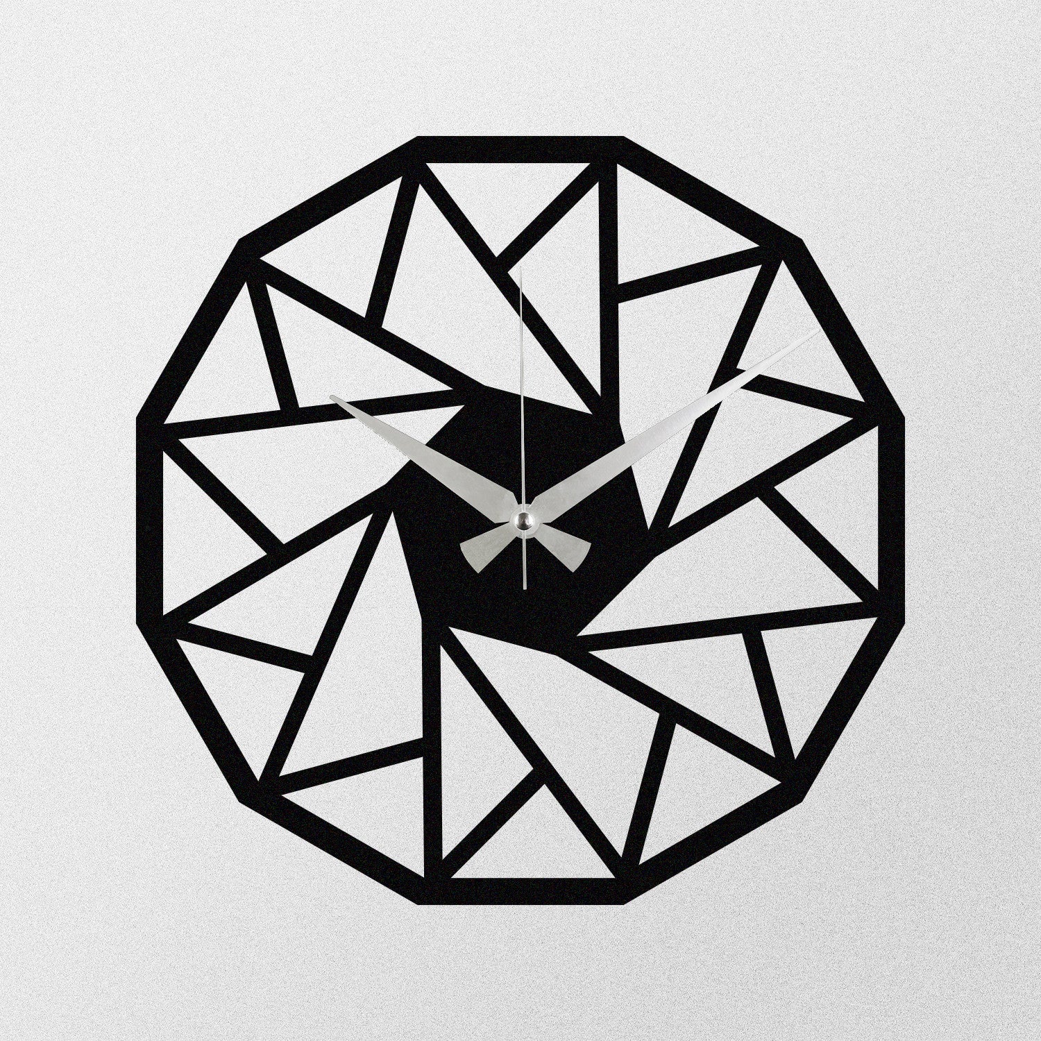 Enzoclock S007 – Relógio de Parede Decorativo 100% Metal, Preto, 48x48 cm (Funciona com 1 Pilha AA)