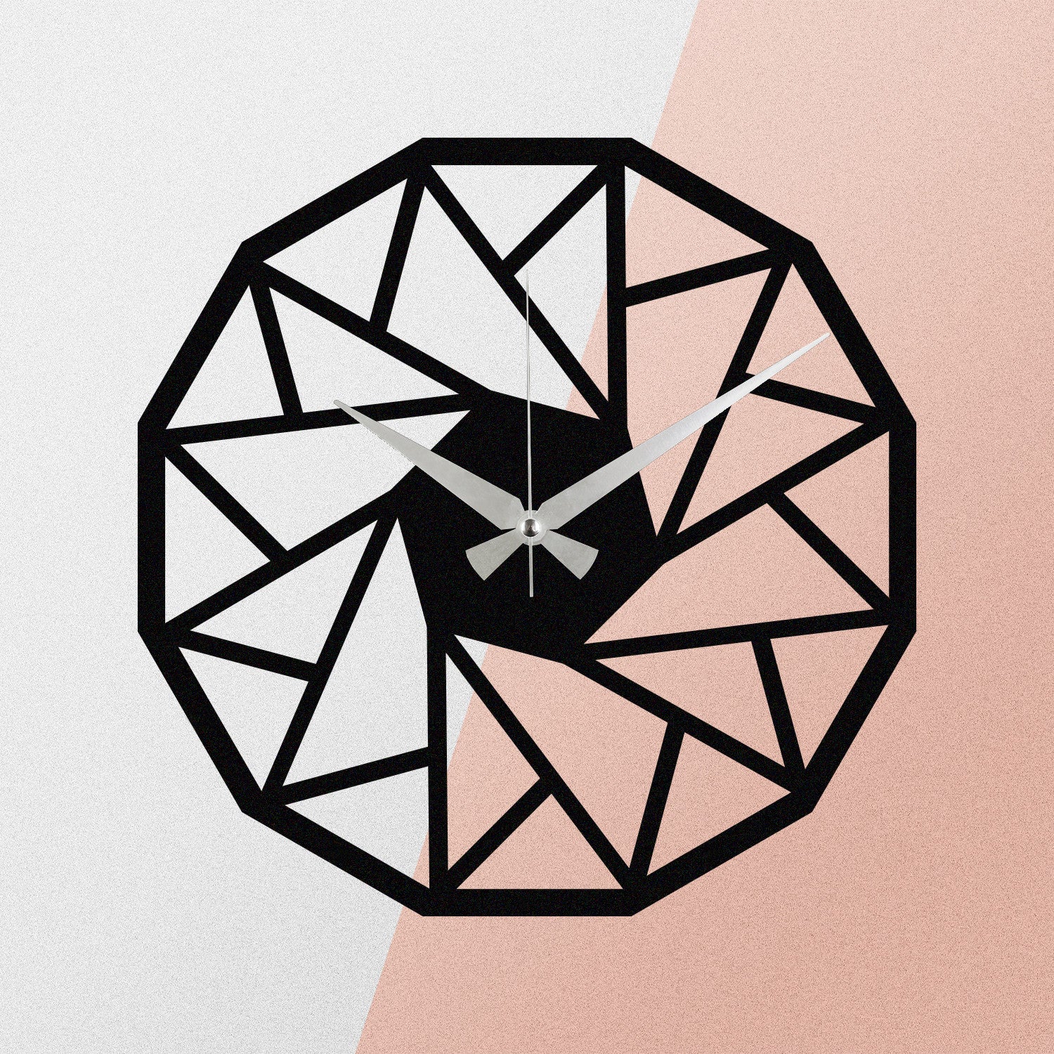 Enzoclock S007 – Relógio de Parede Decorativo 100% Metal, Preto, 48x48 cm (Funciona com 1 Pilha AA)