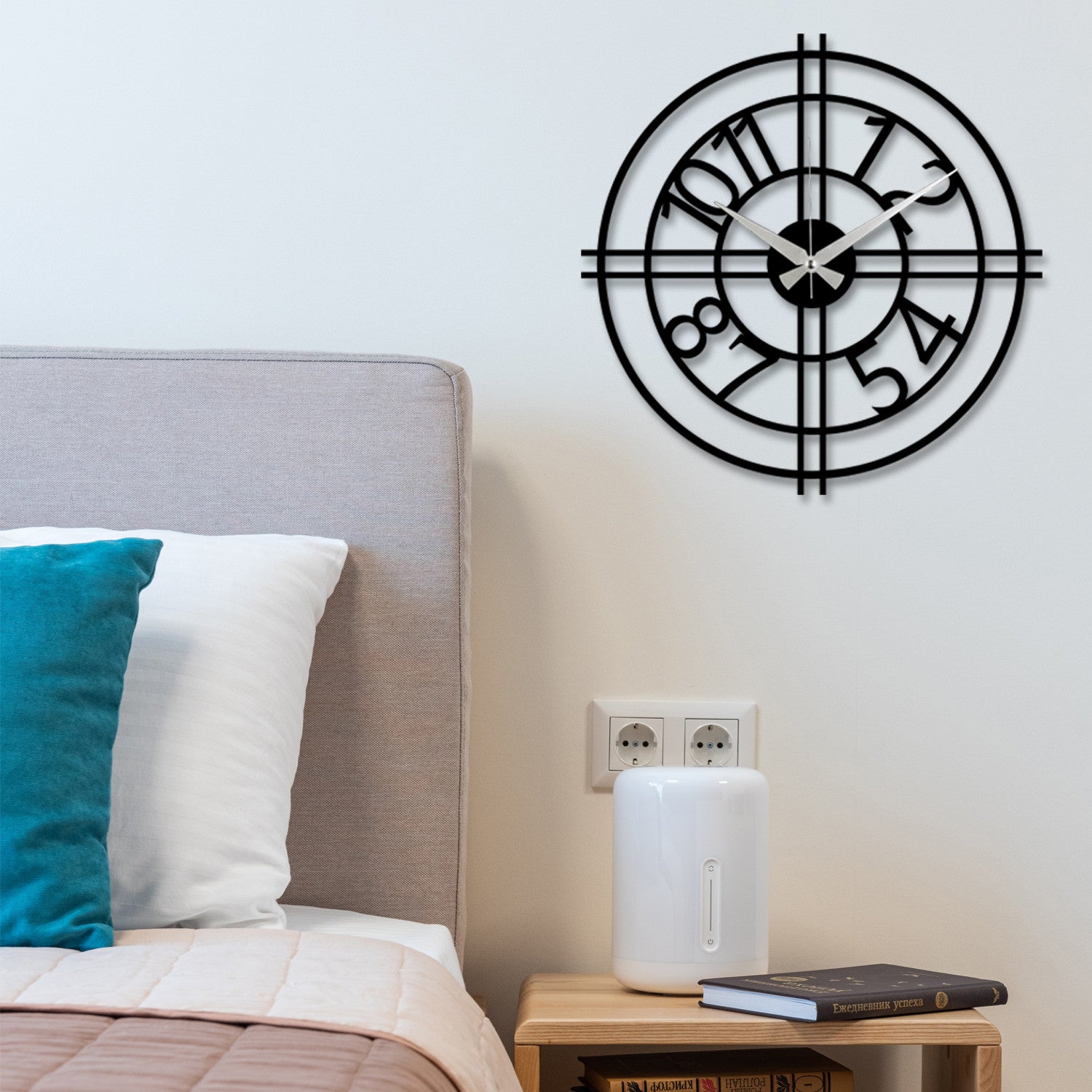 Relógio de Parede Decorativo Enzoclock S010 em Metal — Preto, 48x48 cm (pilha AA não incluída)