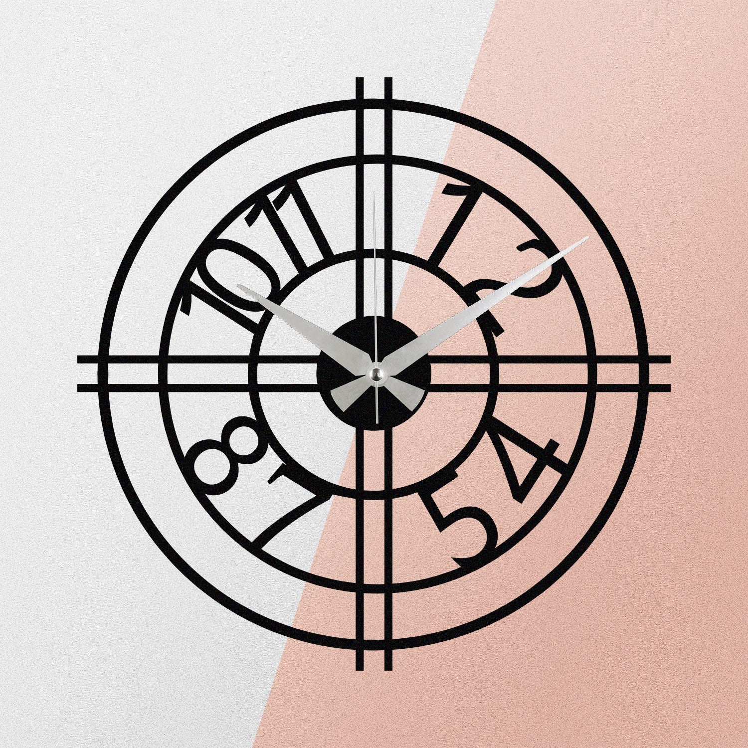 Relógio de Parede Decorativo Enzoclock S010 em Metal — Preto, 48x48 cm (pilha AA não incluída)