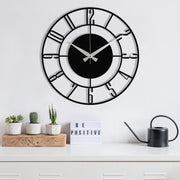 Relógio de parede decorativo elegante em metal preto, 48 x 48 cm | 100% metal (1,2 mm de espessura) | Requer 1 pilha AA (não incluída) | Decoração elegante para casa