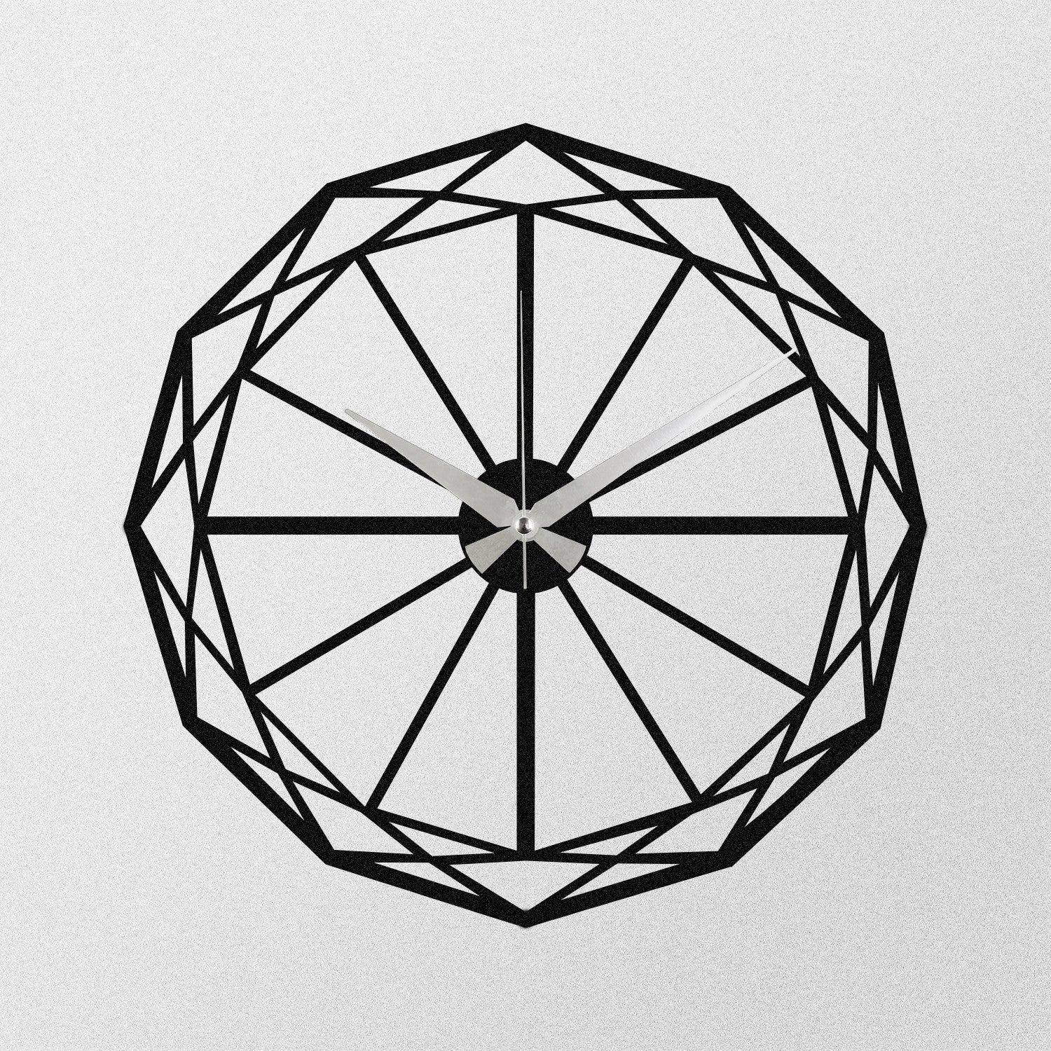 Relógio de Parede Decorativo em Metal Enzoclock - S013, Preto, 48 x 48 cm, 100% metal (1,2 mm), funciona com 1 pilha AA (não incluída)