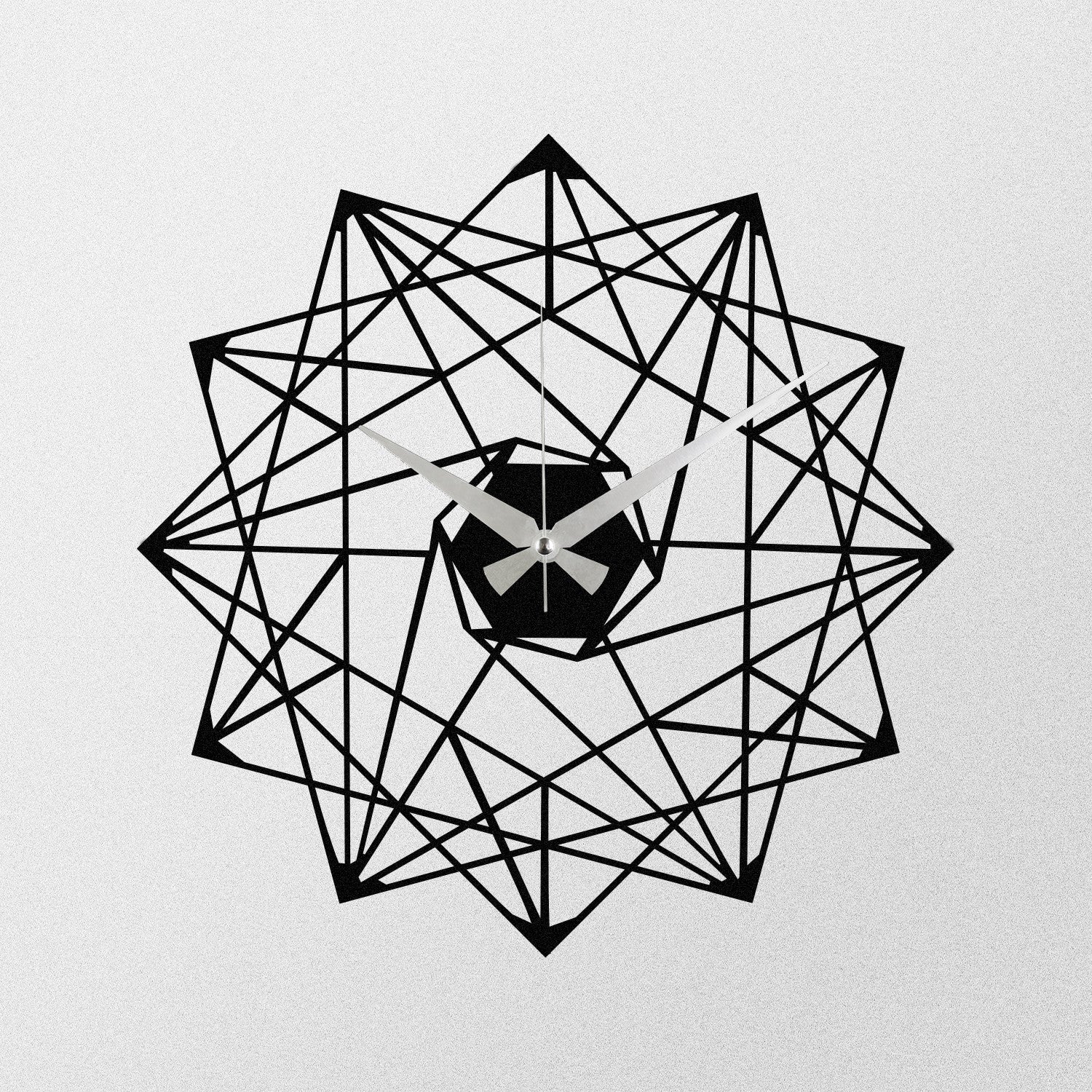 Relógio de Parede Decorativo 100% Metal – Enzoclock S015, Preto, 48x48 cm