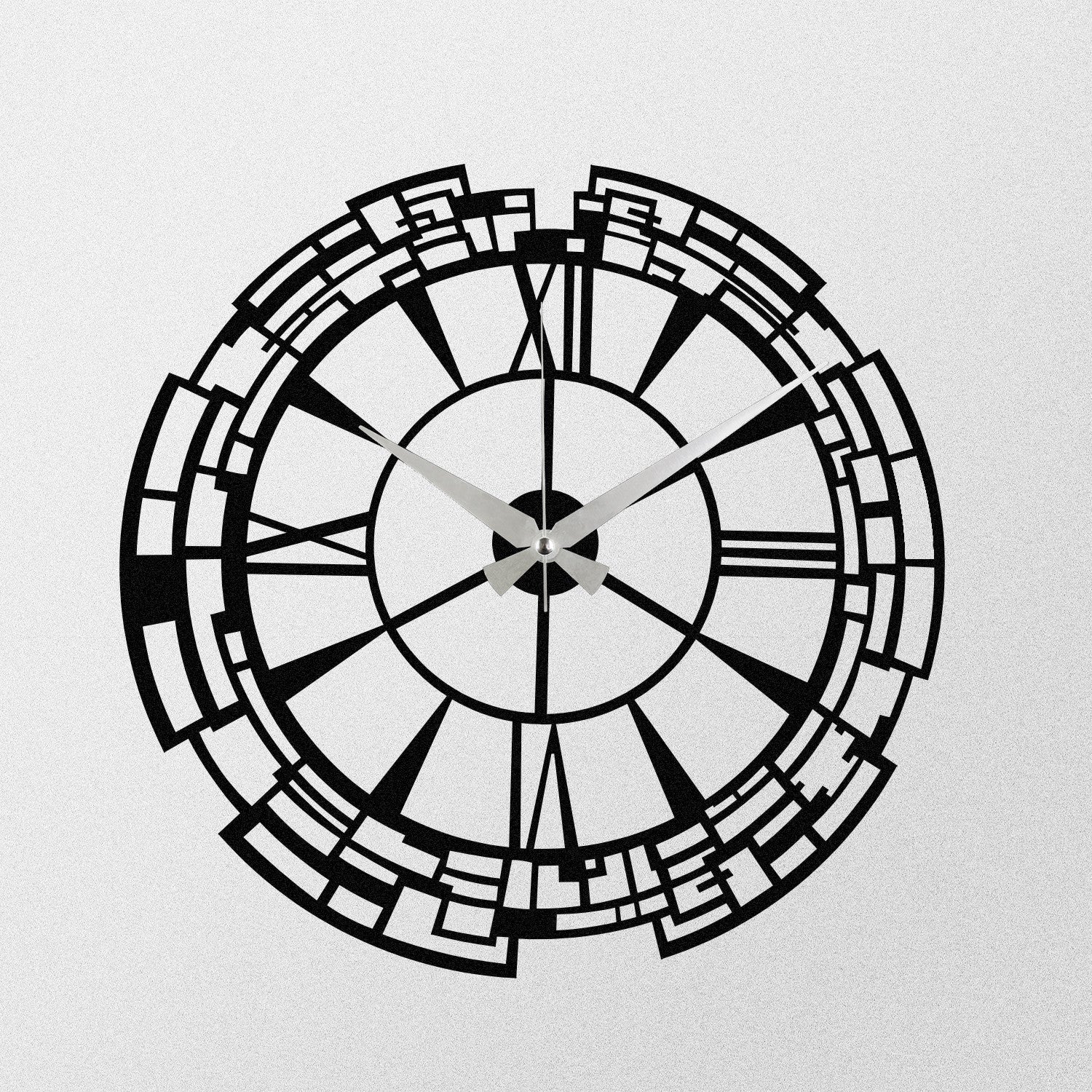 Relógio de Parede Decorativo em Metal Enzoclock S016 – Preto, 48x48 cm