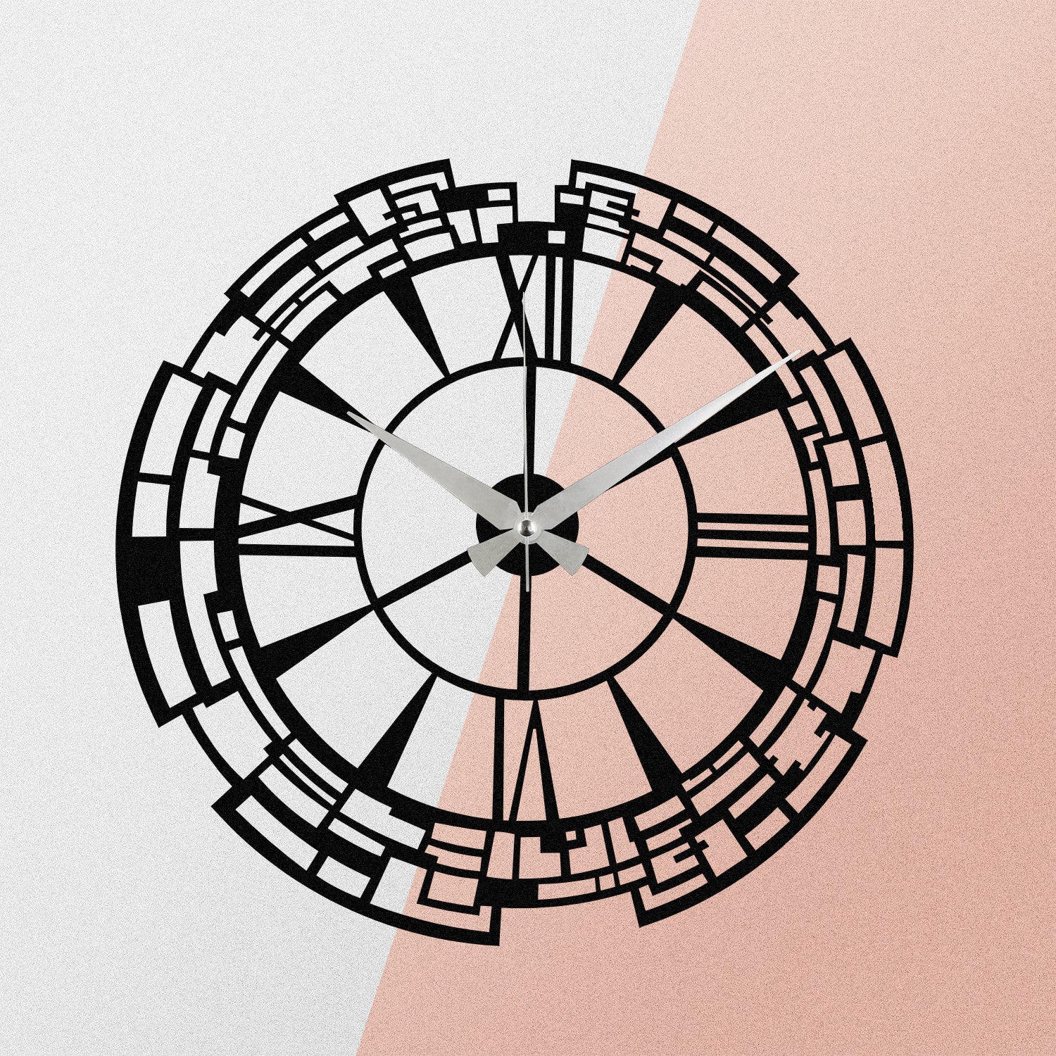 Relógio de Parede Decorativo em Metal Enzoclock S016 – Preto, 48x48 cm