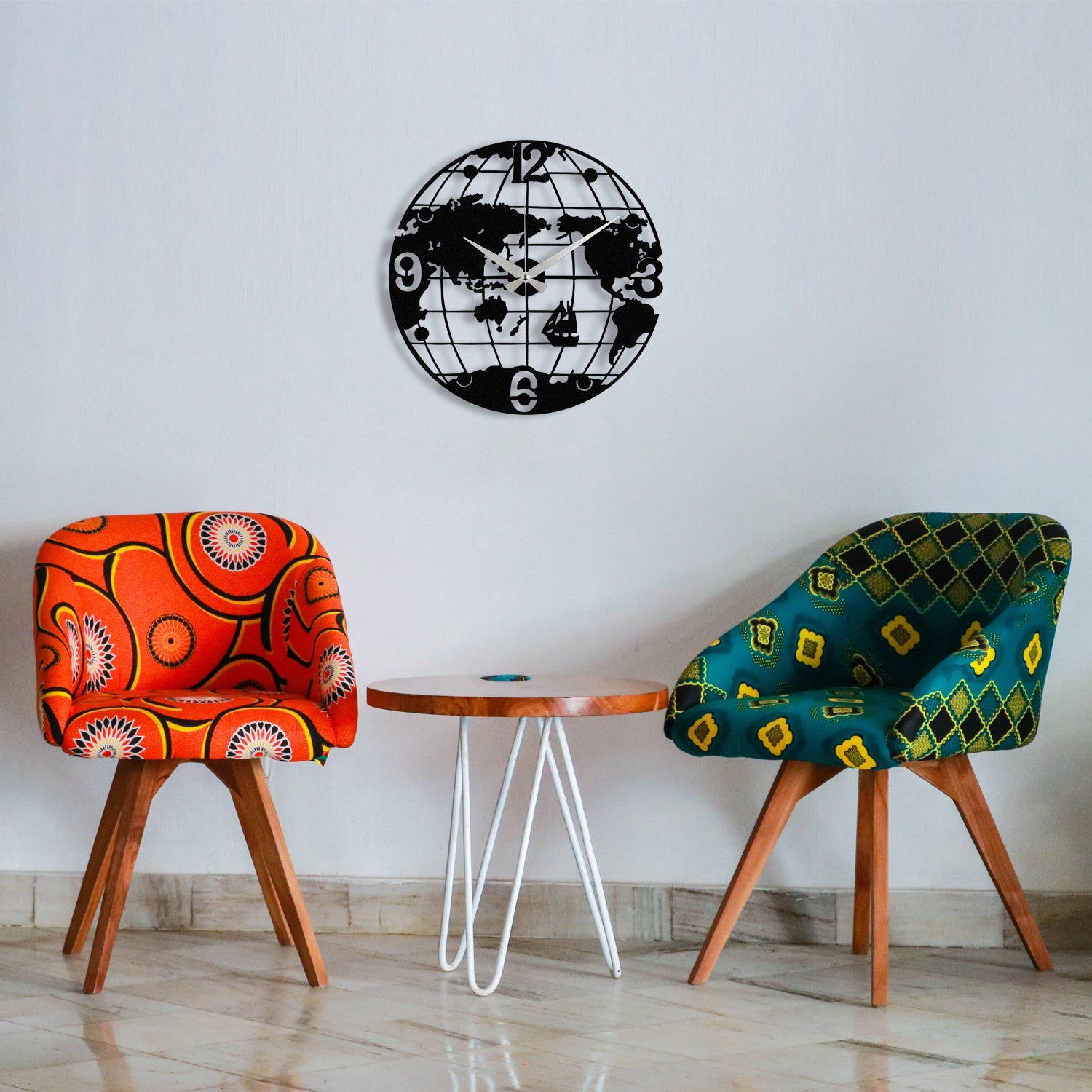 Relógio de Parede Enzoclock S018 em Metal Preto 48x48 cm – Design Decorativo, 100% Metal – Funciona com 1 Pilha AA
