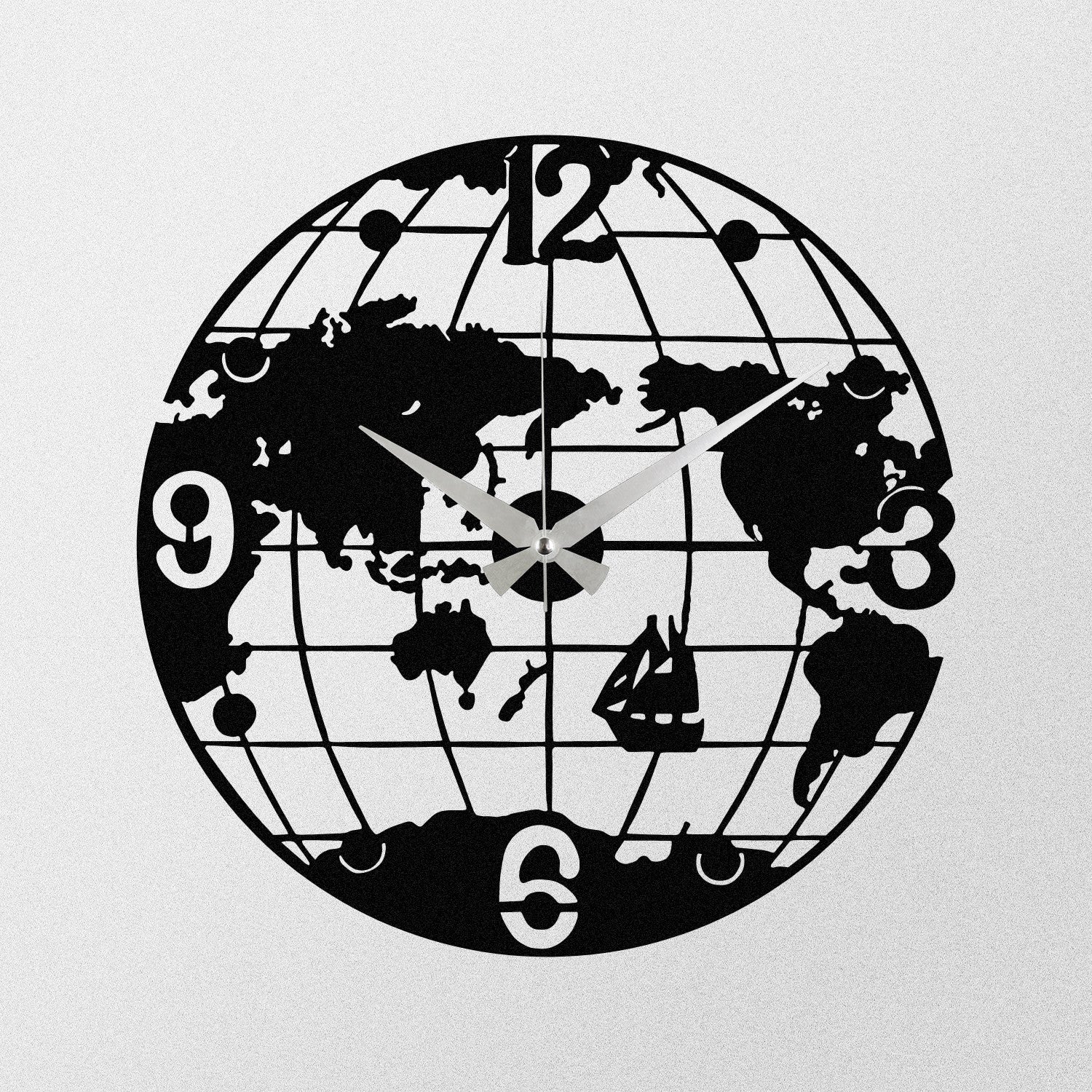 Relógio de Parede Enzoclock S018 em Metal Preto 48x48 cm – Design Decorativo, 100% Metal – Funciona com 1 Pilha AA