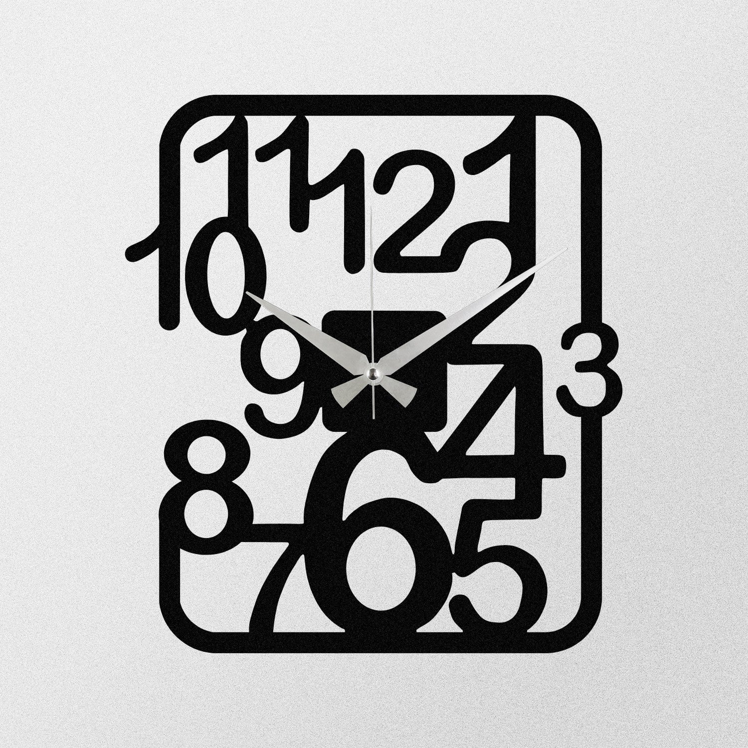 Enzoclock S021 — Relógio de Parede Decorativo em Metal Preto, 48x43 cm, 100% Metal (1,2 mm), funciona com 1 pilha AA (não incluída)