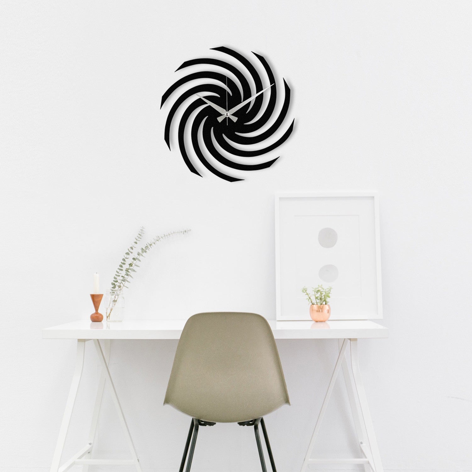 Relógio de Parede Enzoclock S023 – Metal Preto 48x48 cm, Decorativo, pilha AA (não incluída)