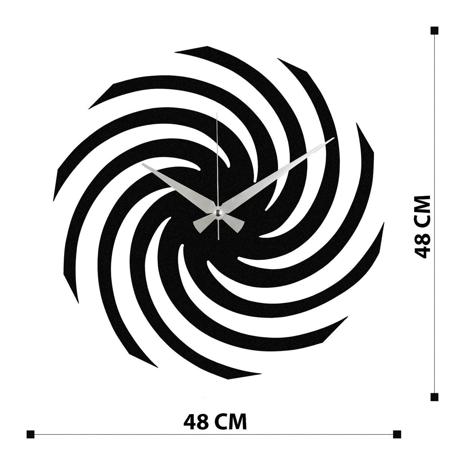 Relógio de Parede Enzoclock S023 – Metal Preto 48x48 cm, Decorativo, pilha AA (não incluída)
