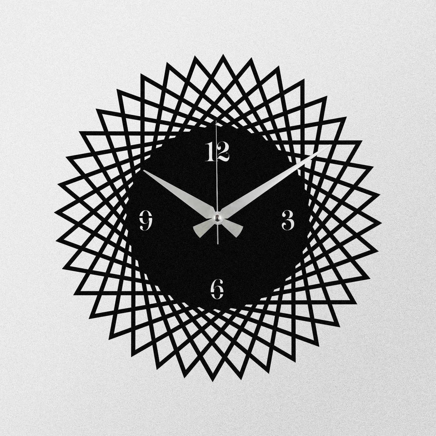 Enzoclock S026 — Relógio de Parede Decorativo em Metal Preto 48x48 cm, 100% metal, funciona com 1 pilha AA (não incluída)