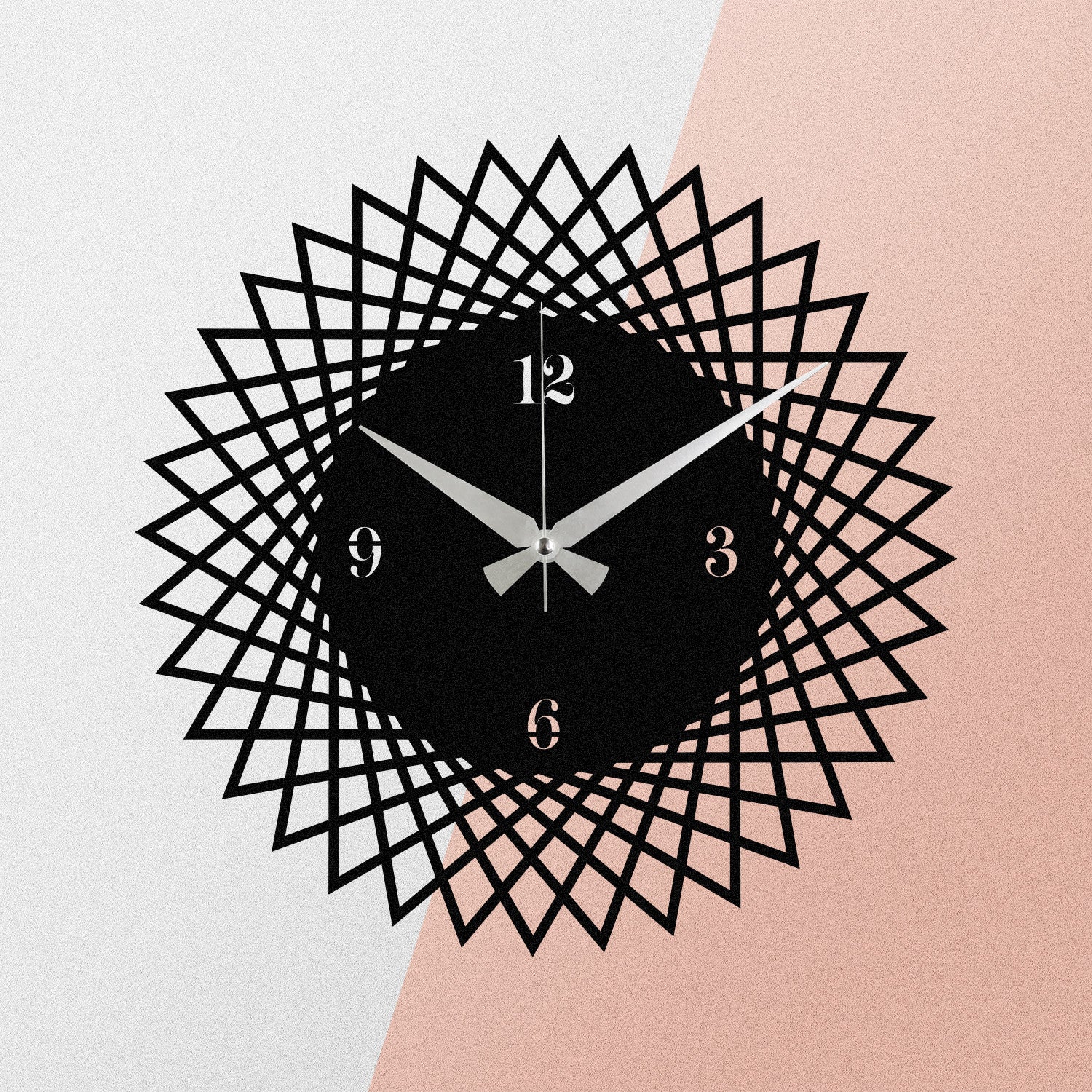 Enzoclock S026 — Relógio de Parede Decorativo em Metal Preto 48x48 cm, 100% metal, funciona com 1 pilha AA (não incluída)