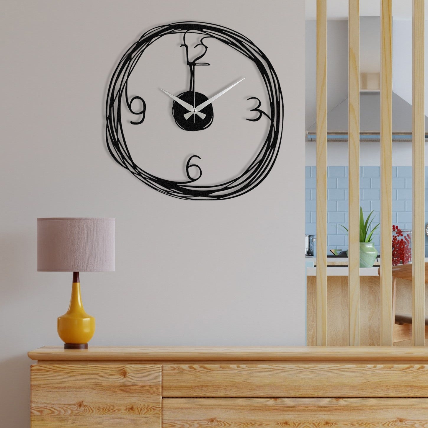 Relógio de parede decorativo elegante em metal preto, 48 x 48 cm | 100% metal (1,2 mm de espessura) | Requer 1 pilha AA (não incluída) | Decoração elegante para casa