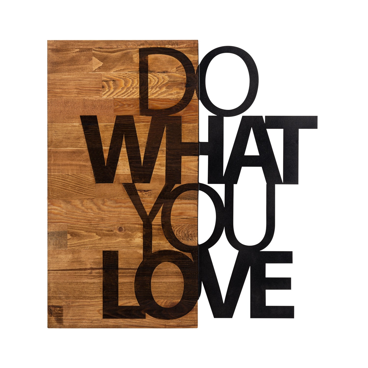 Quadro de Parede “Do What You Love” em Metal Preto com Moldura em Nogueira, 54 x 58 cm