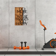 Quadro de Parede "Do More Of What Makes You Happy" — Metal 100% com Moldura em Madeira Nogueira, Preto, 42 x 58 cm