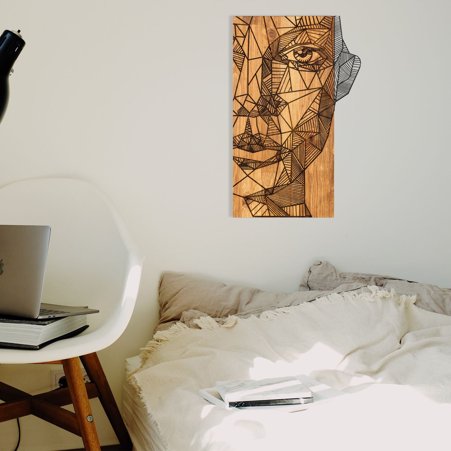 Nazo Acessório Decorativo de Parede em Madeira e Metal – Preto Nogueira, 37 x 58 cm