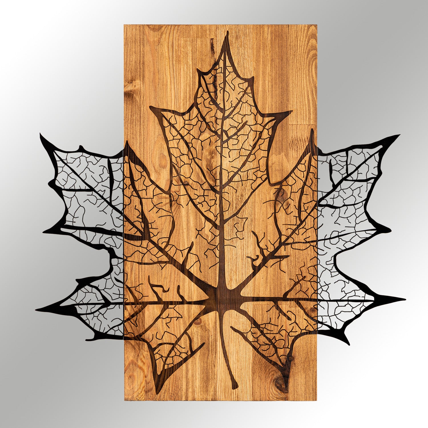 Hare – Acessório Decorativo de Parede em Metal (1,2 mm) com Moldura de Madeira Nogueira, Preto, 56 x 58 cm