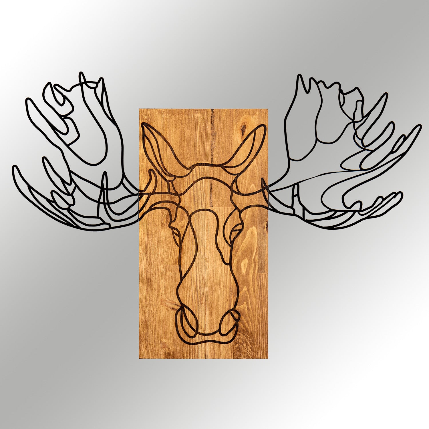 Jeyan — Acessório Decorativo de Parede em Metal com Moldura em Nogueira, Preto, 93 x 66 cm