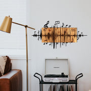 Elegante acessório decorativo de parede em madeira, 90 x 47 cm, preto e nogueira | 100% metal (1,2 mm) e estrutura de madeira (3 cm) | Perfeito para decoração moderna