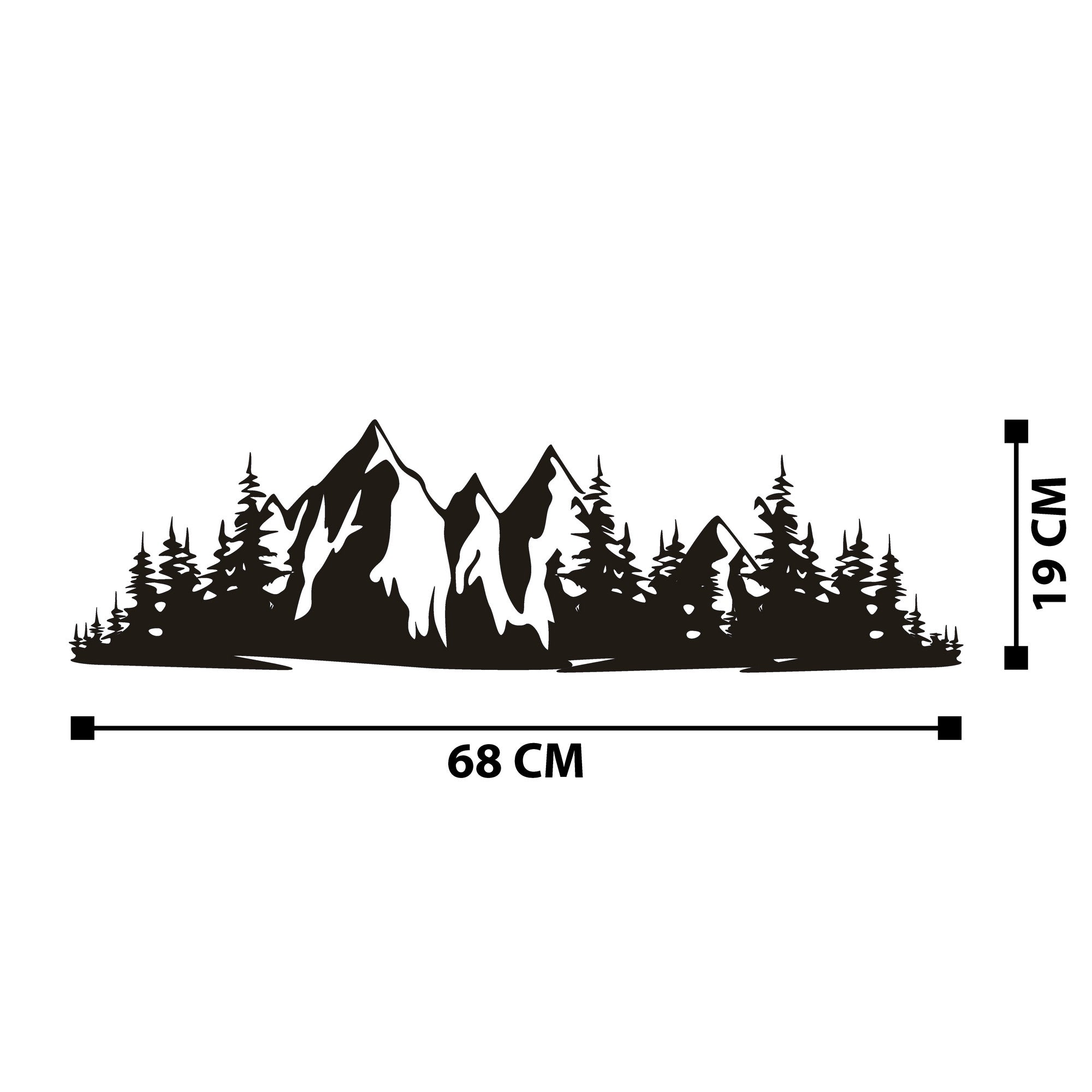 Mountain 1 – Acessório de Parede Decorativo em Metal Preto (100% Metal, 68 x 19 cm)