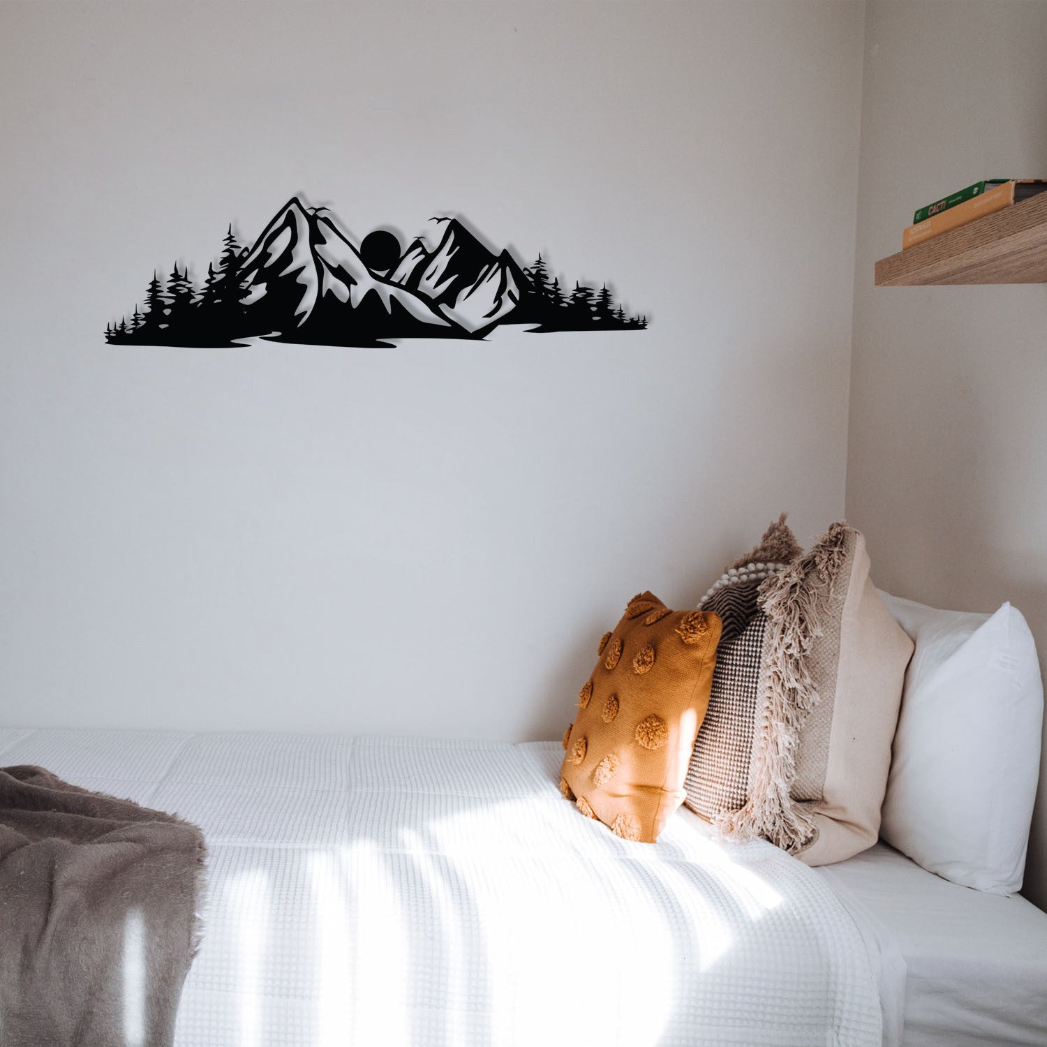 Acessório de parede decorativo de metal preto elegante, 68 x 19 cm | 100% metal, 1,2 mm de espessura | Perfeito para decoração moderna e arte de parede exclusiva
