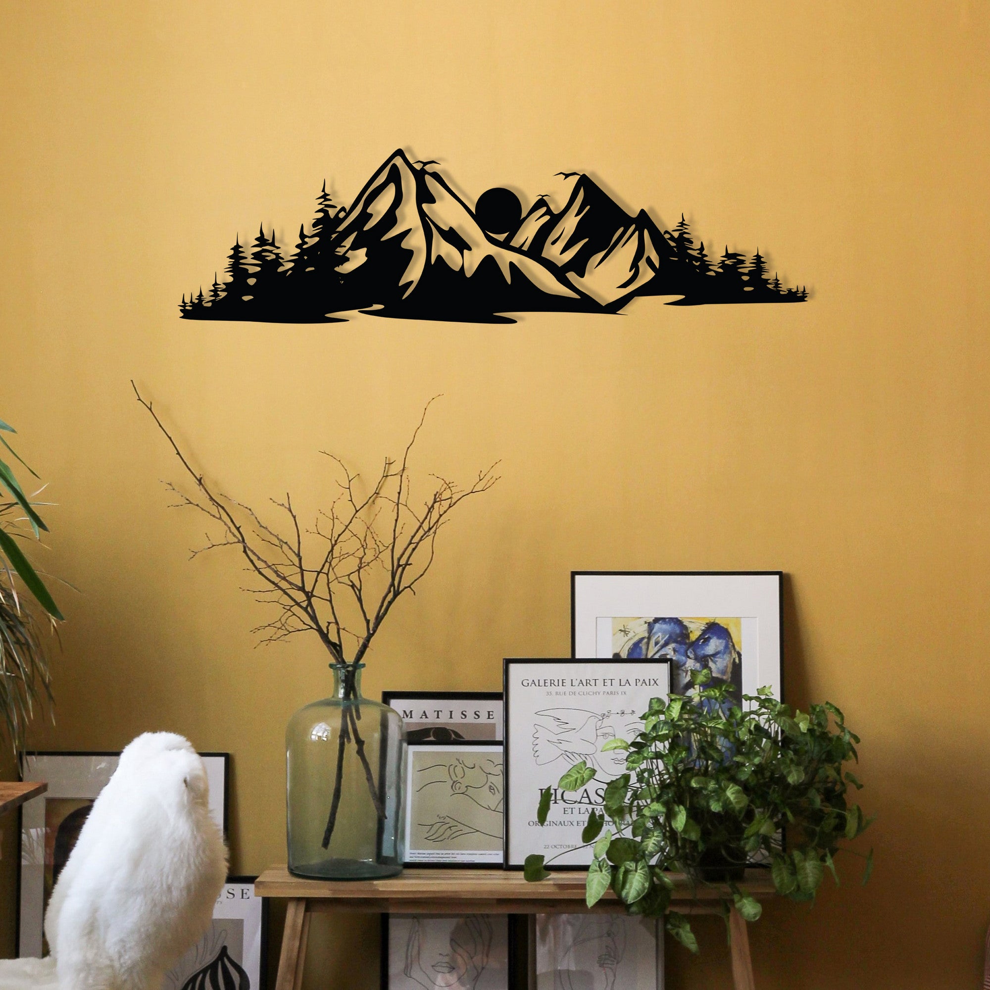 Acessório de parede decorativo de metal preto elegante, 68 x 19 cm | 100% metal, 1,2 mm de espessura | Perfeito para decoração moderna e arte de parede exclusiva