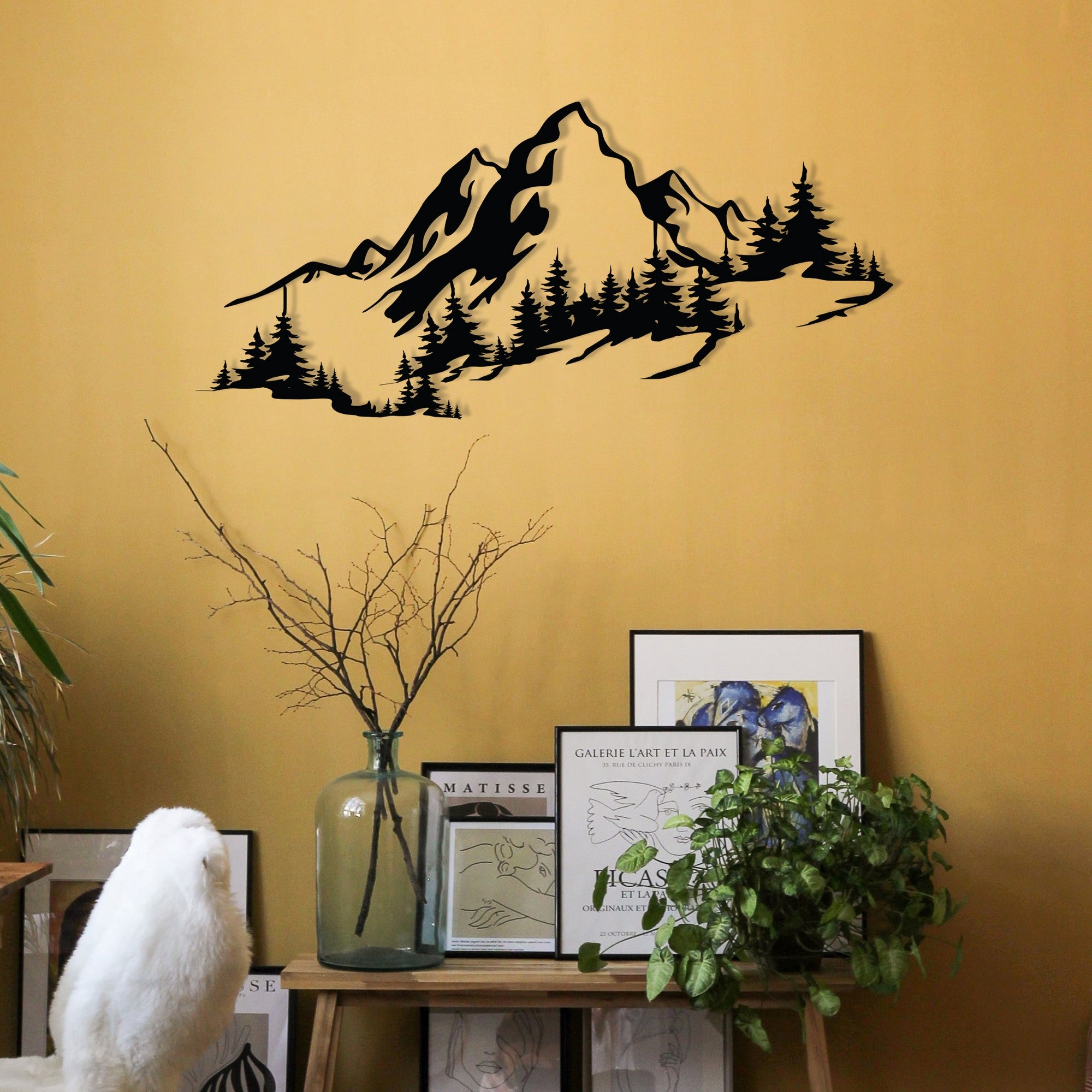 Acessório de parede decorativo de metal preto elegante, 67 x 30 cm | 100% metal, 1,2 mm de espessura | Perfeito para decoração moderna e arte de parede exclusiva