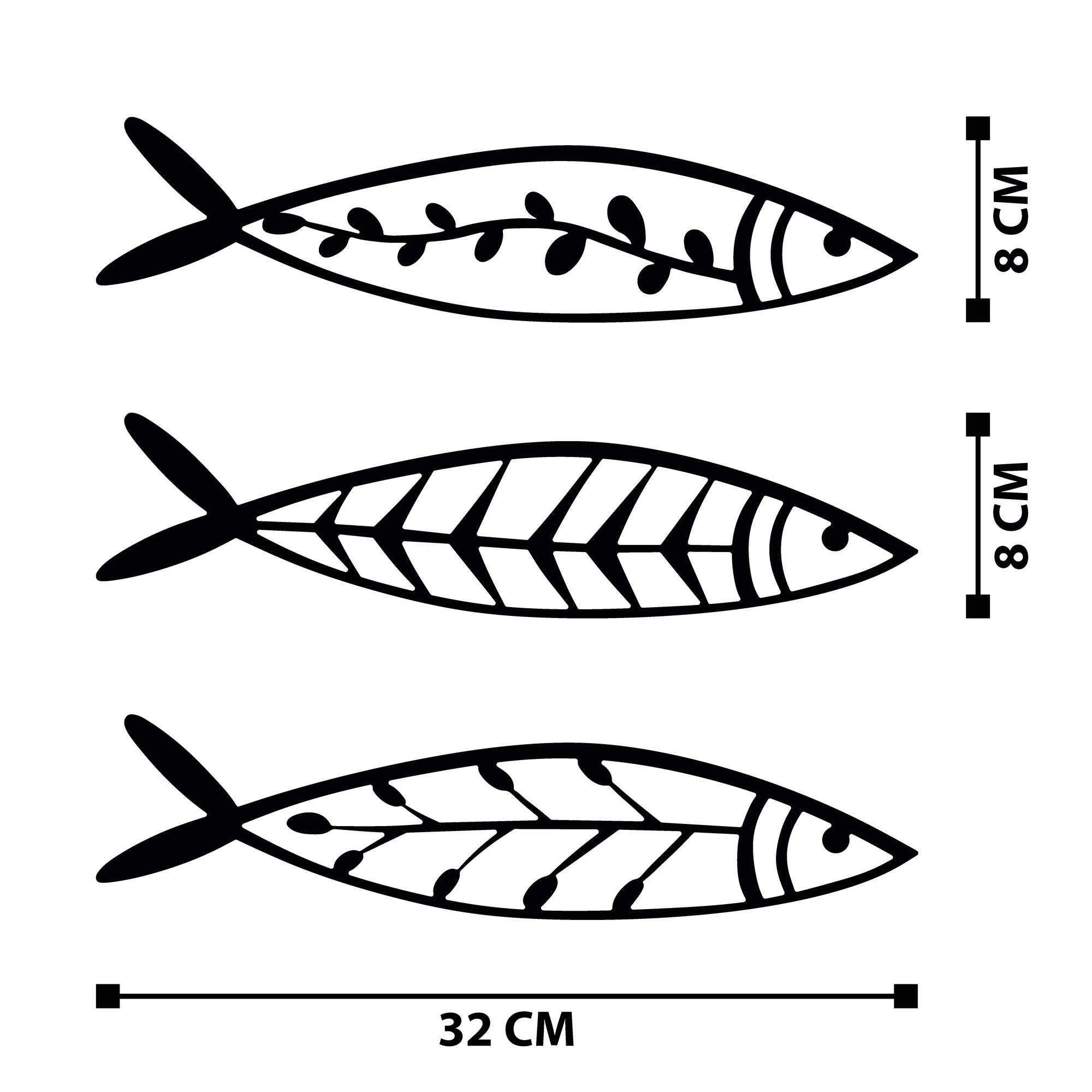 Acessório de parede decorativo de metal elegante (3 peças), preto, 32 x 8 cm | 100% metal, 1,2 mm de espessura | Perfeito para decoração moderna e paredes de destaque