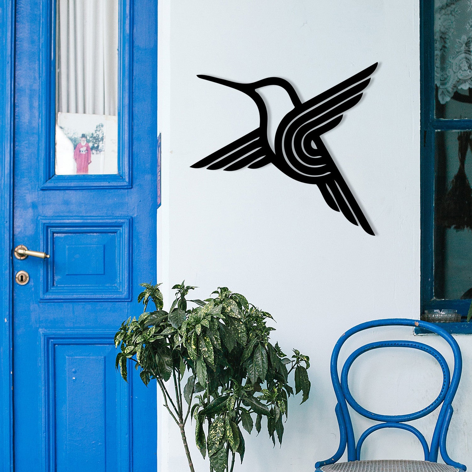Ari Kusu — Acessório Decorativo de Parede em Metal Preto, 54 x 50 cm