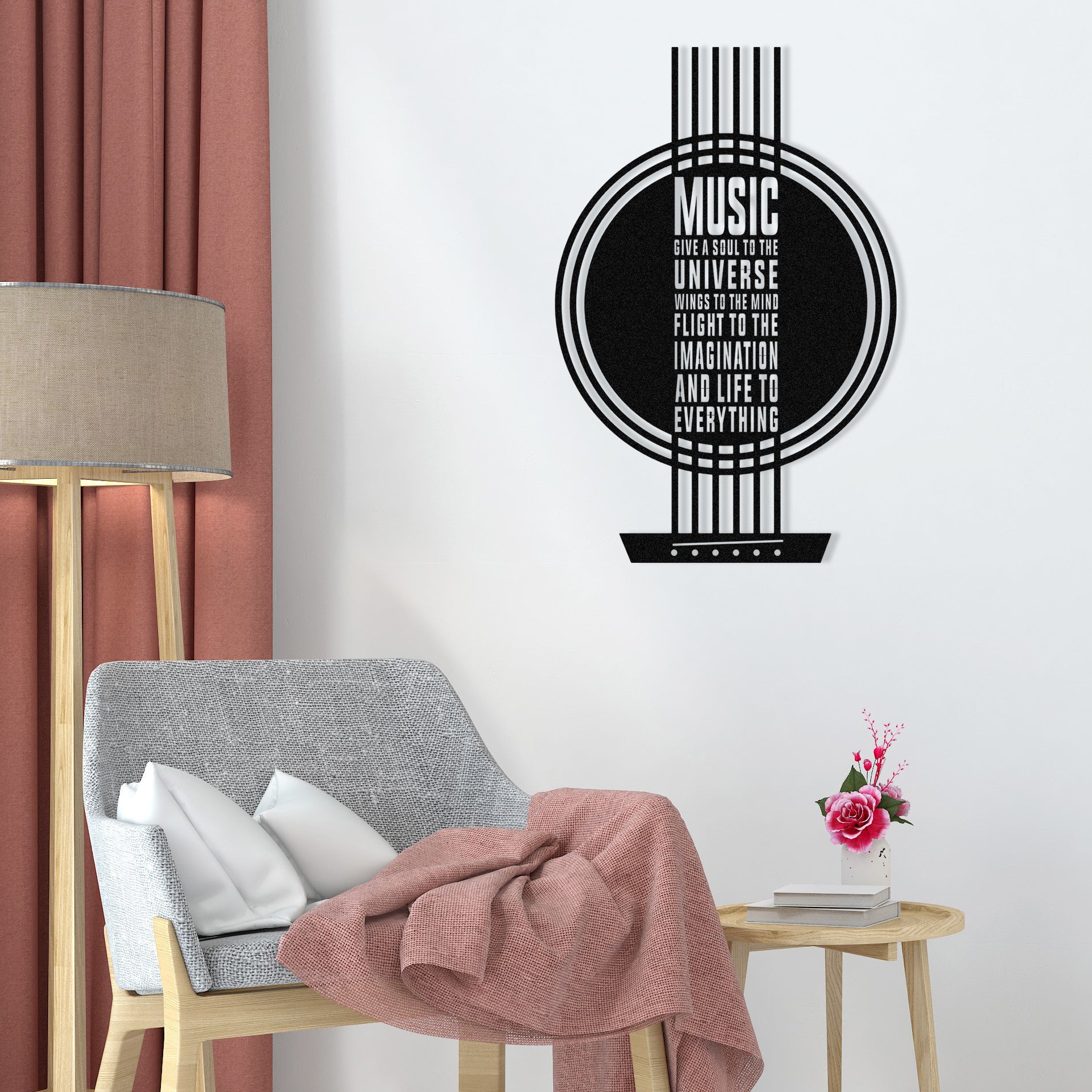 My Music – Acessório Decorativo de Parede em Metal, Preto, 40 x 60 cm, 100% metal (1,2 mm)