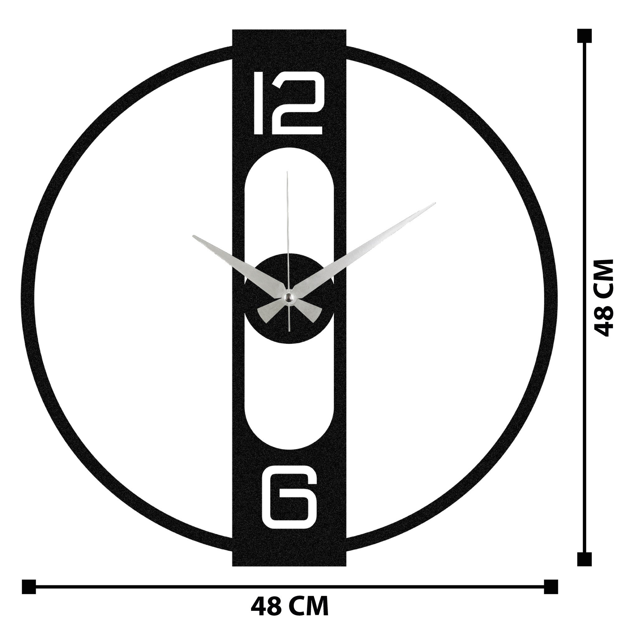 Relógio de Parede Decorativo Enzo 48x48 cm – Metal 100% – Preto
