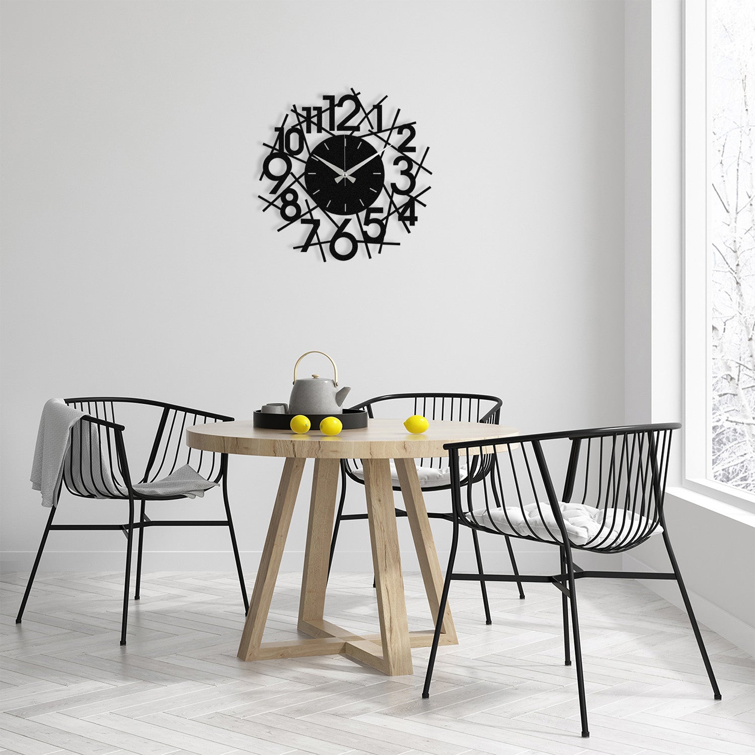 Relógio de Parede Decorativo em Metal Rasputin – Preto, 48 x 48 cm