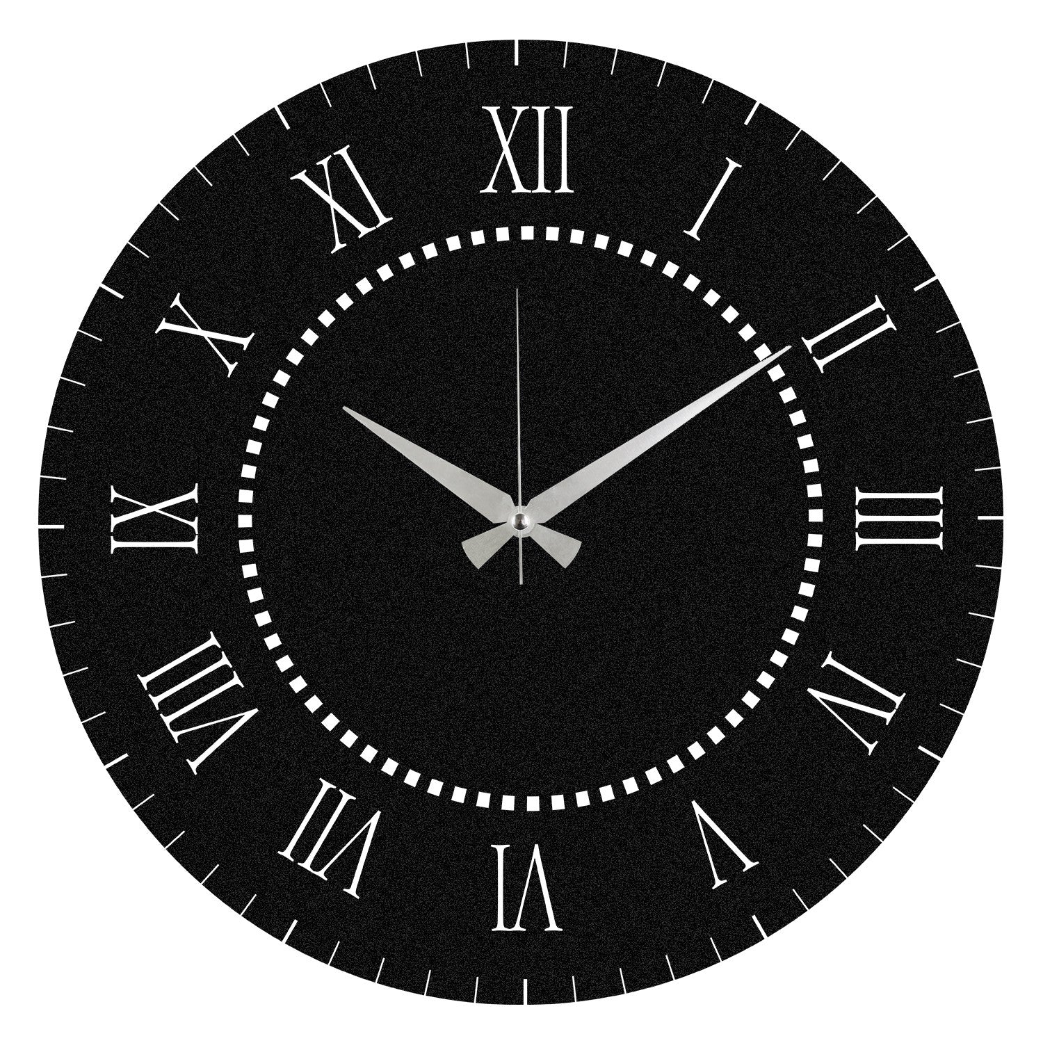 Relógio de Parede Decorativo em Metal Seven Love - Preto 48x48 cm