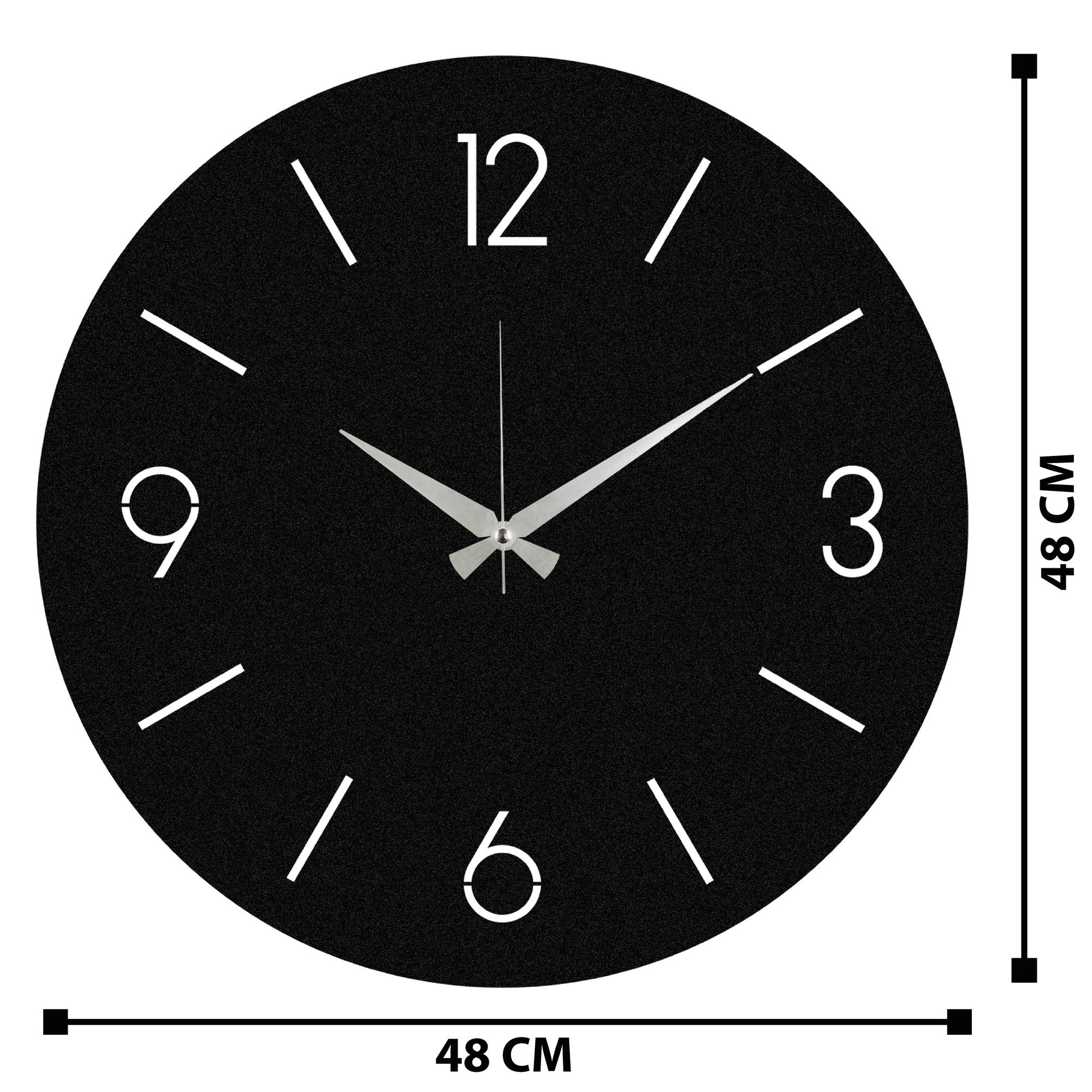Relógio de Parede Decorativo em Metal Trevwela – Preto, 48x48 cm, 100% Metal (1,2 mm)