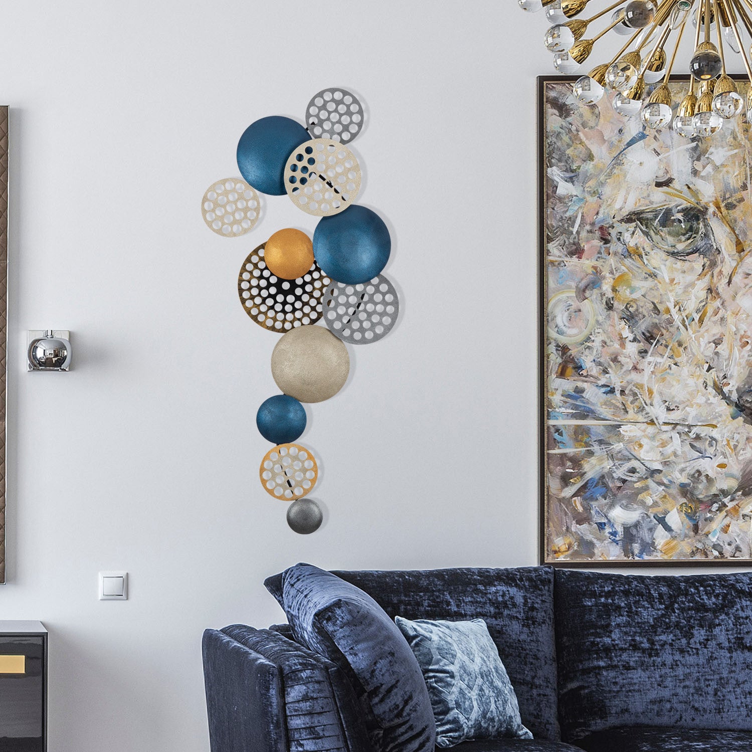Acessório de parede decorativo de metal pintado à mão, 90 x 8 x 42 cm | 100% metal, 0,8 mm de espessura | Variações de cores exclusivas para uma decoração elegante