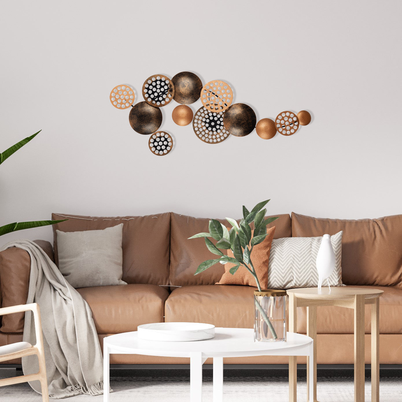 Acessório de parede decorativo de metal pintado à mão, 90 x 8 x 42 cm | 100% metal, 0,8 mm de espessura | Variações de cores exclusivas para uma decoração elegante