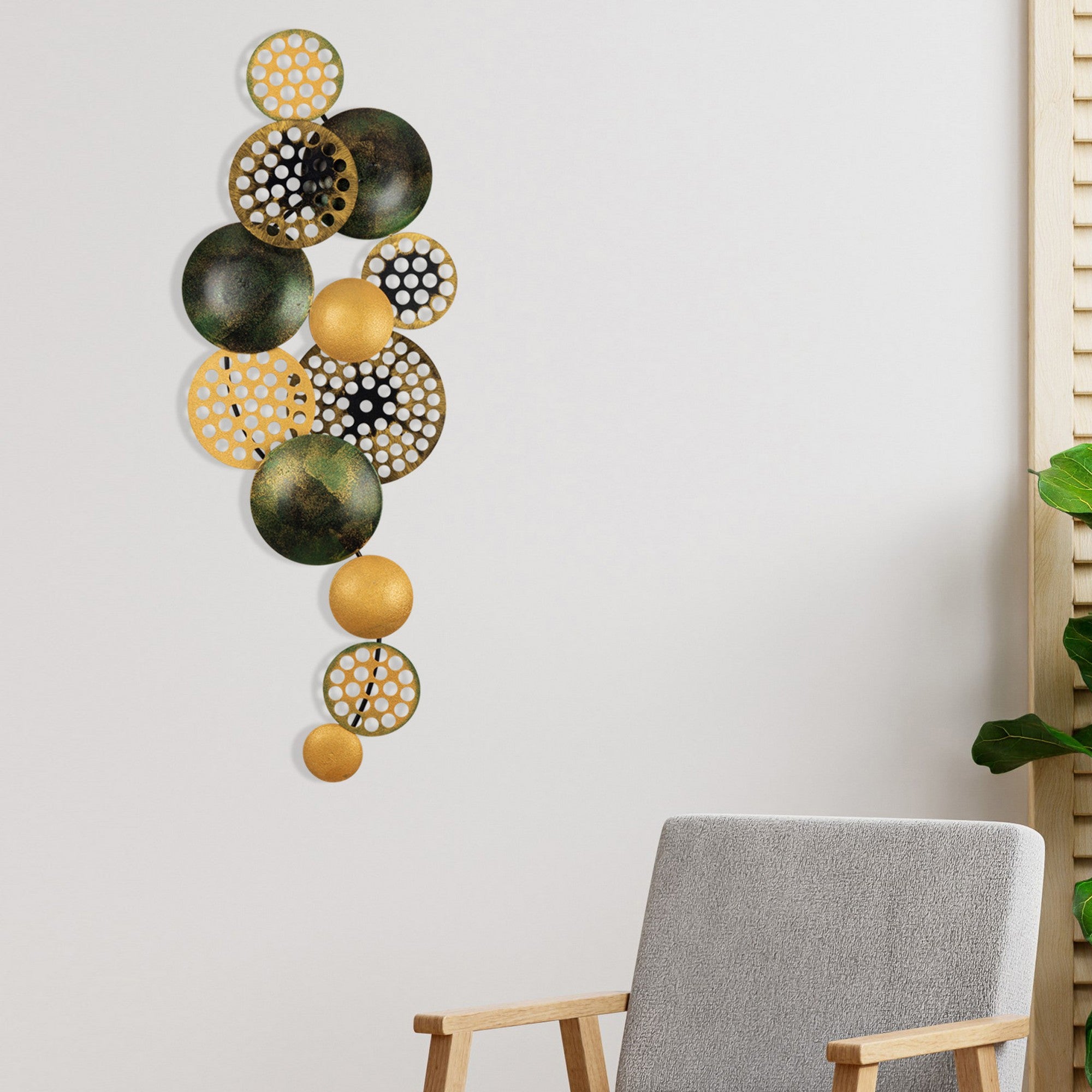 Acessório de parede decorativo de metal pintado à mão, 90 x 8 x 42 cm | 100% metal, 0,8 mm de espessura | Variações de cores exclusivas para uma decoração elegante