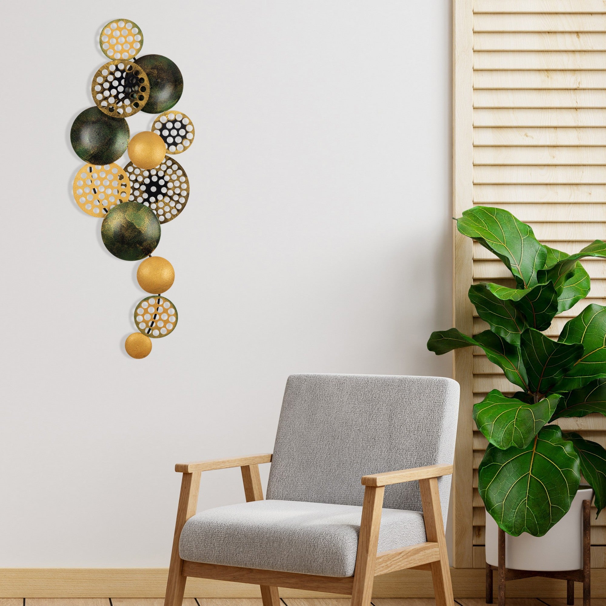Acessório de parede decorativo de metal pintado à mão, 90 x 8 x 42 cm | 100% metal, 0,8 mm de espessura | Variações de cores exclusivas para uma decoração elegante