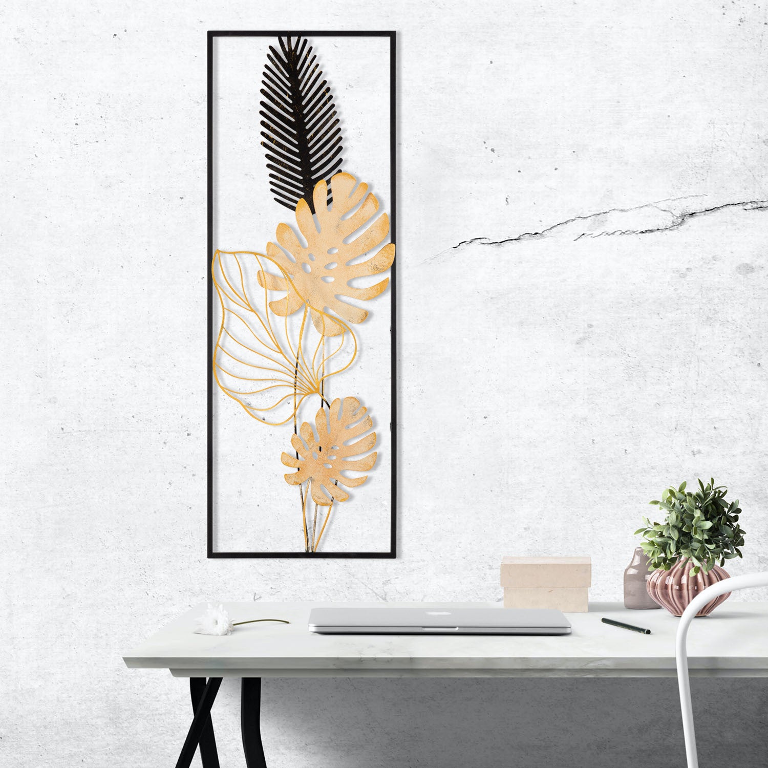 Acessório de parede decorativo de metal pintado à mão, 32 x 5 x 90 cm | 100% metal, 0,8 mm de espessura | Variações de cores exclusivas para uma decoração elegante para sua casa
