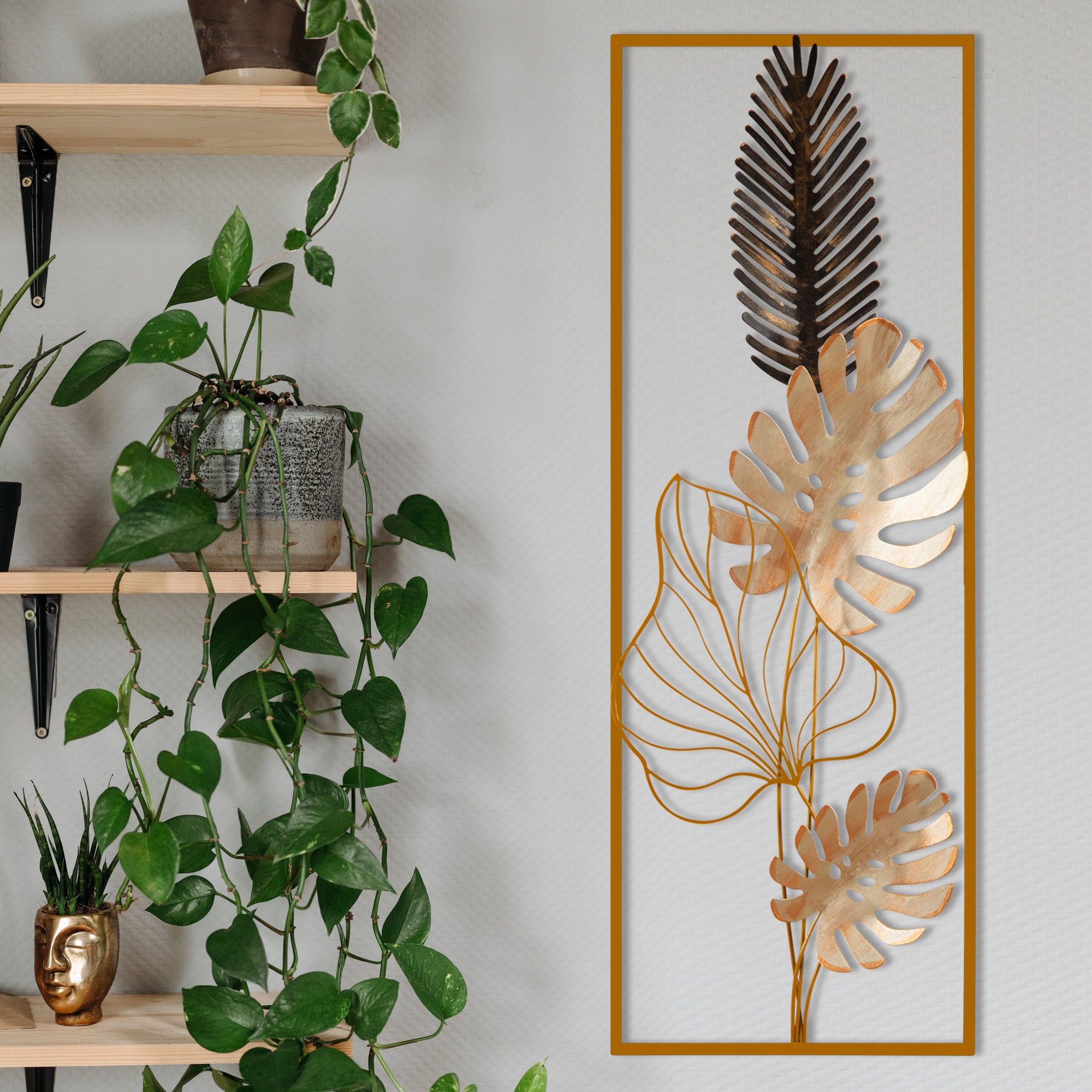 Acessório de parede decorativo de metal pintado à mão, 32 x 5 x 90 cm | 100% metal, 0,8 mm de espessura | Variações de cores exclusivas para uma decoração elegante para sua casa