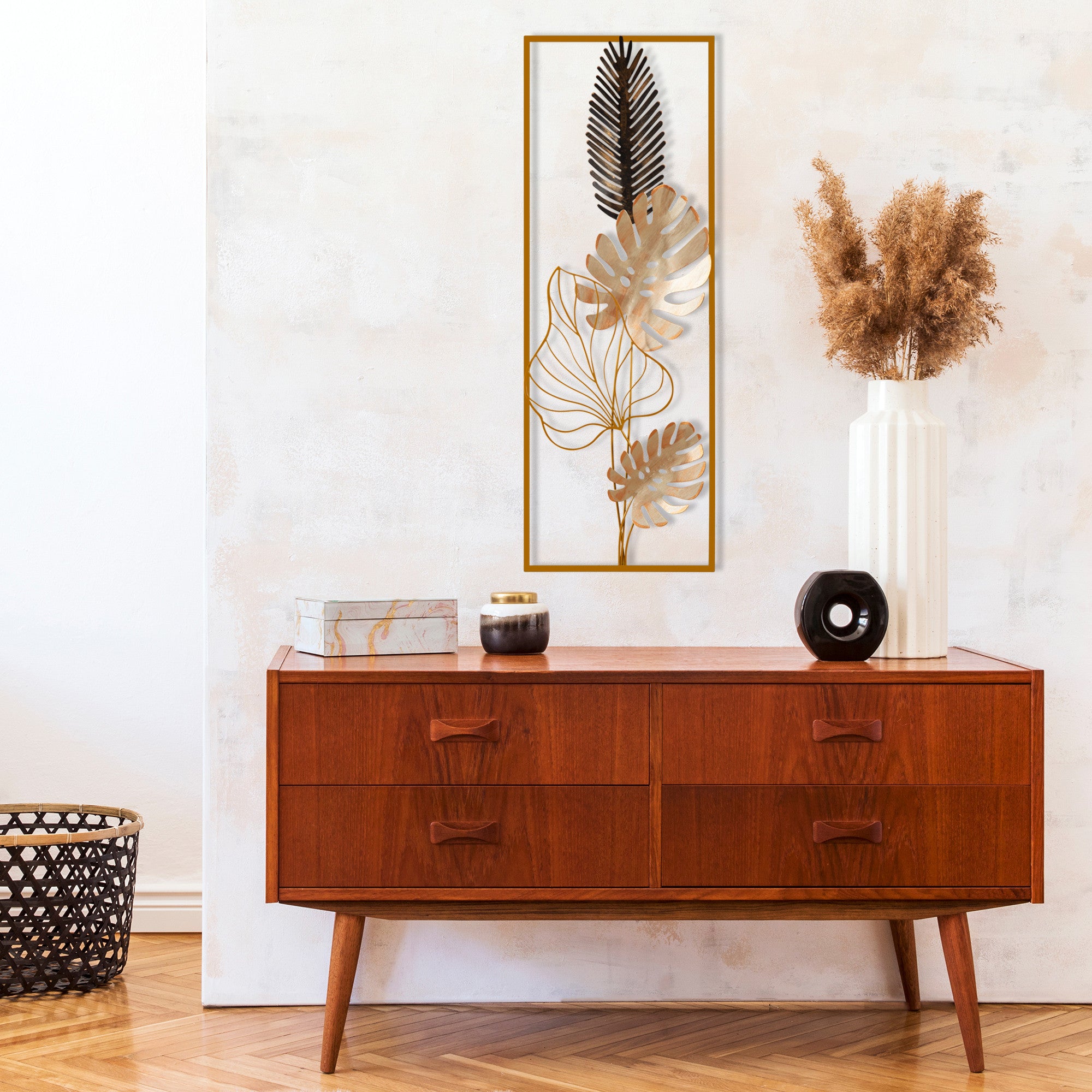 Acessório de parede decorativo de metal pintado à mão, 32 x 5 x 90 cm | 100% metal, 0,8 mm de espessura | Variações de cores exclusivas para uma decoração elegante para sua casa