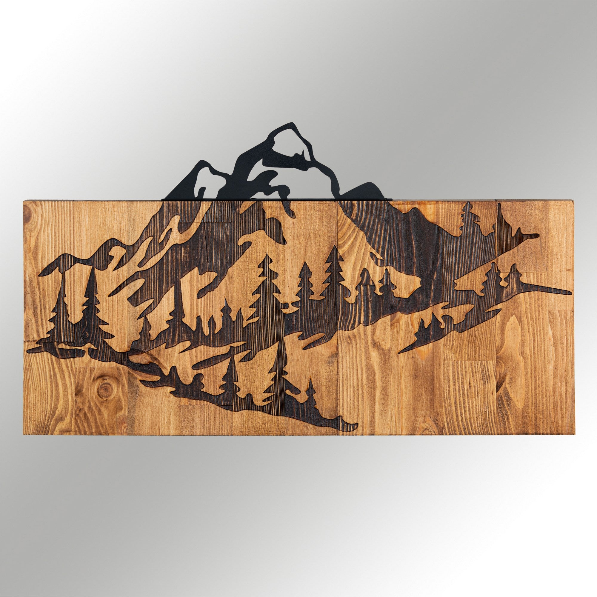 Nature – Acessório Decorativo de Parede em Metal Preto com Moldura em Nogueira, 57,5 x 33 cm