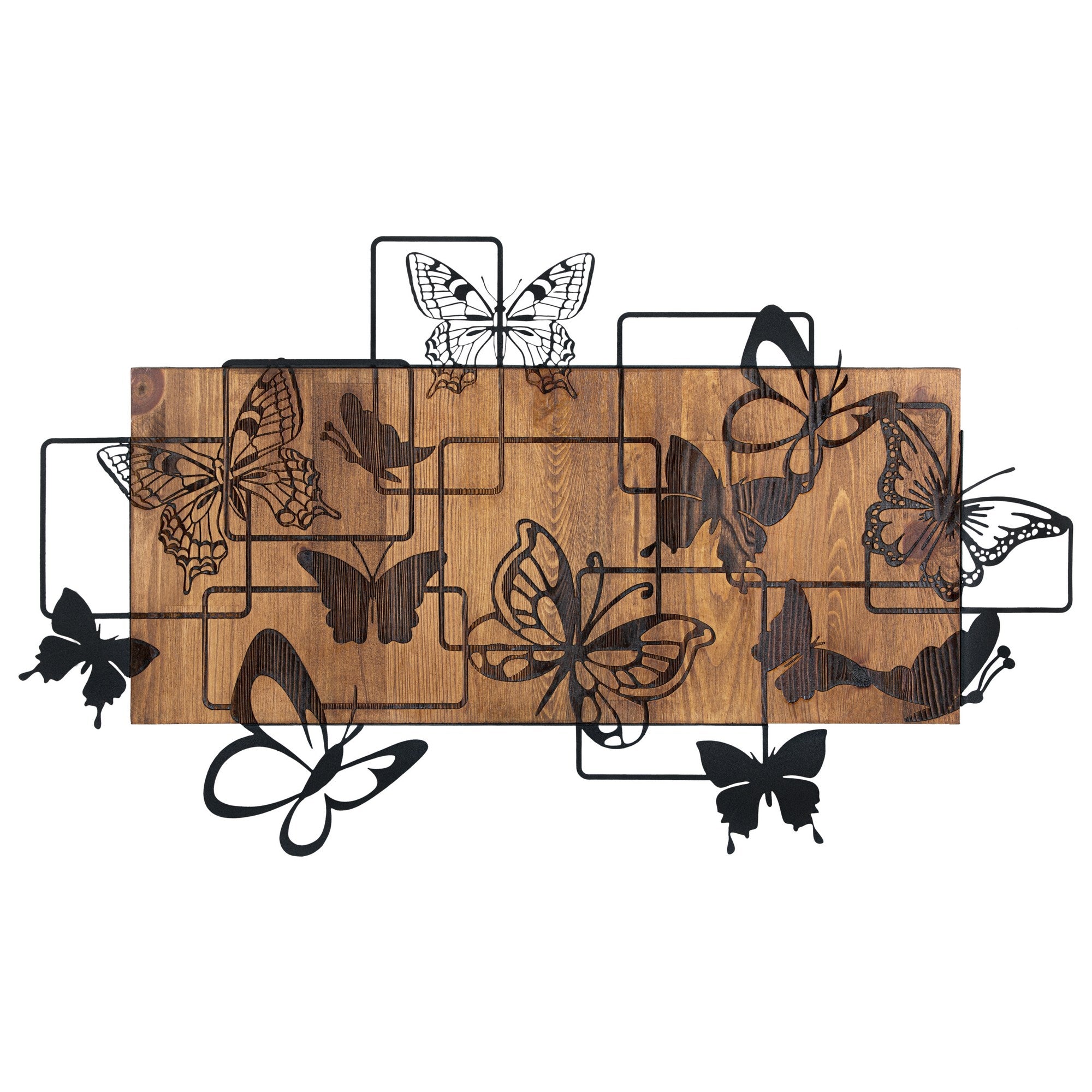 Legendary — Acessório Decorativo de Parede em Madeira, Preto/Nogueira, Metal 1,2 mm, Moldura 3 cm, 73 x 42,5 cm