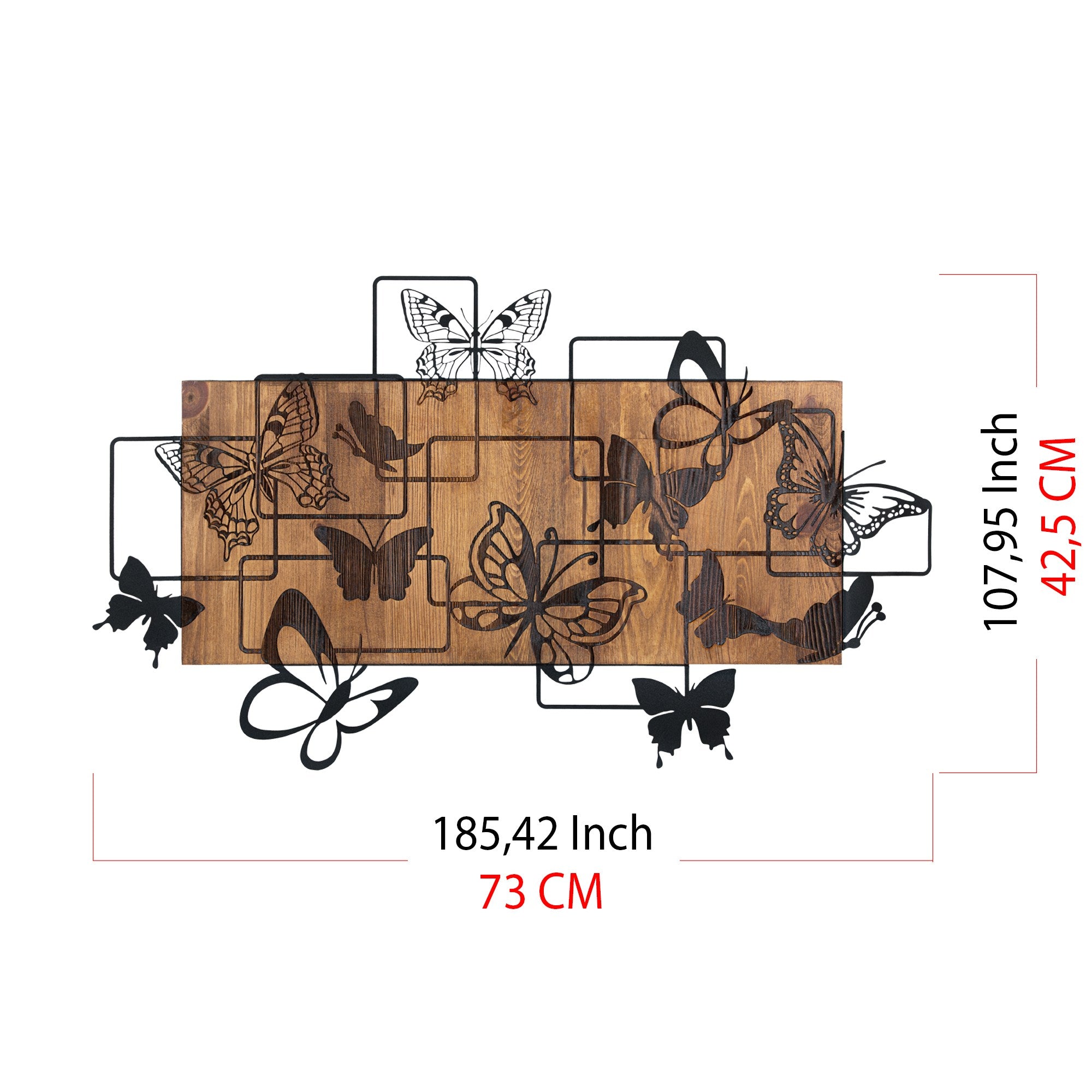 Legendary — Acessório Decorativo de Parede em Madeira, Preto/Nogueira, Metal 1,2 mm, Moldura 3 cm, 73 x 42,5 cm