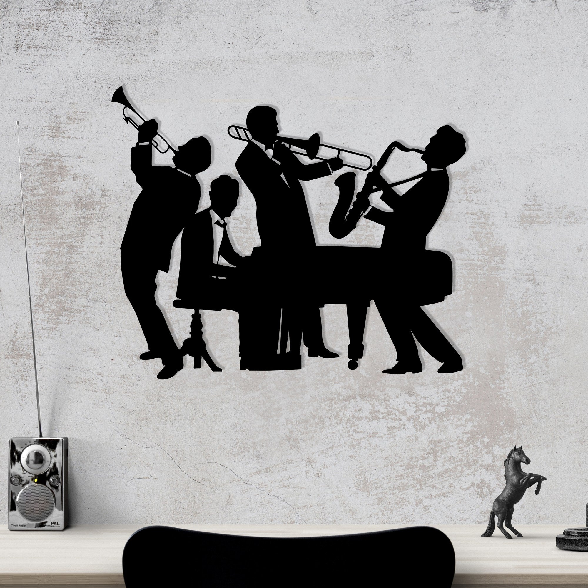 Titanic Jazz – Decoração de Parede em Metal Preto (52,5 x 43,5 cm)