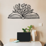 Culture Flower - Acessório Decorativo de Parede em Metal Preto, 68 x 34 cm
