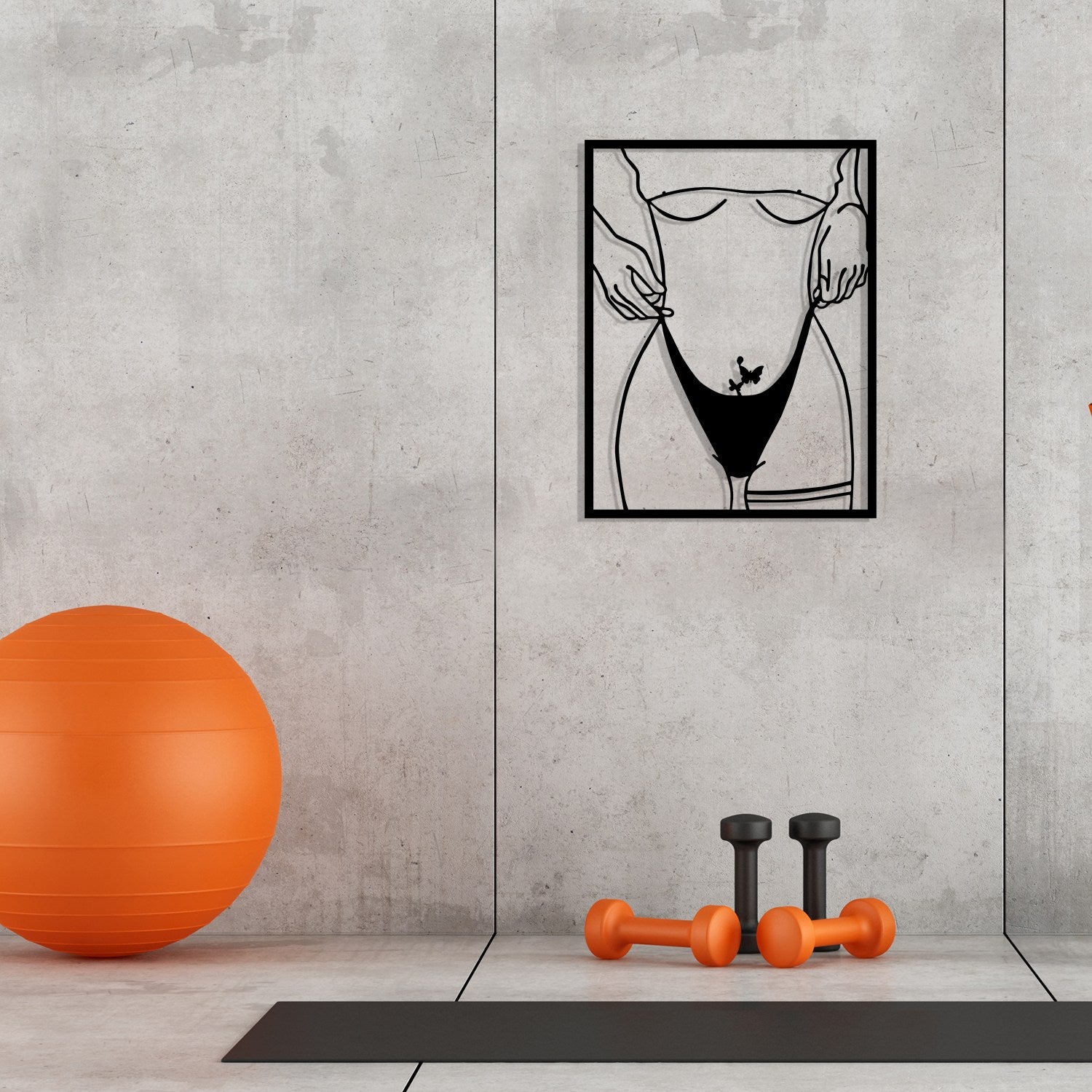 Rapariga com Tatuagem de Borboleta – Arte de Parede em Metal Preto (100% Metal) 40 x 52 cm