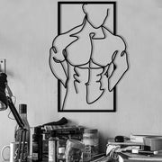 Homem Musculado – Acessório Decorativo de Parede em Metal Preto (36 x 50 cm)